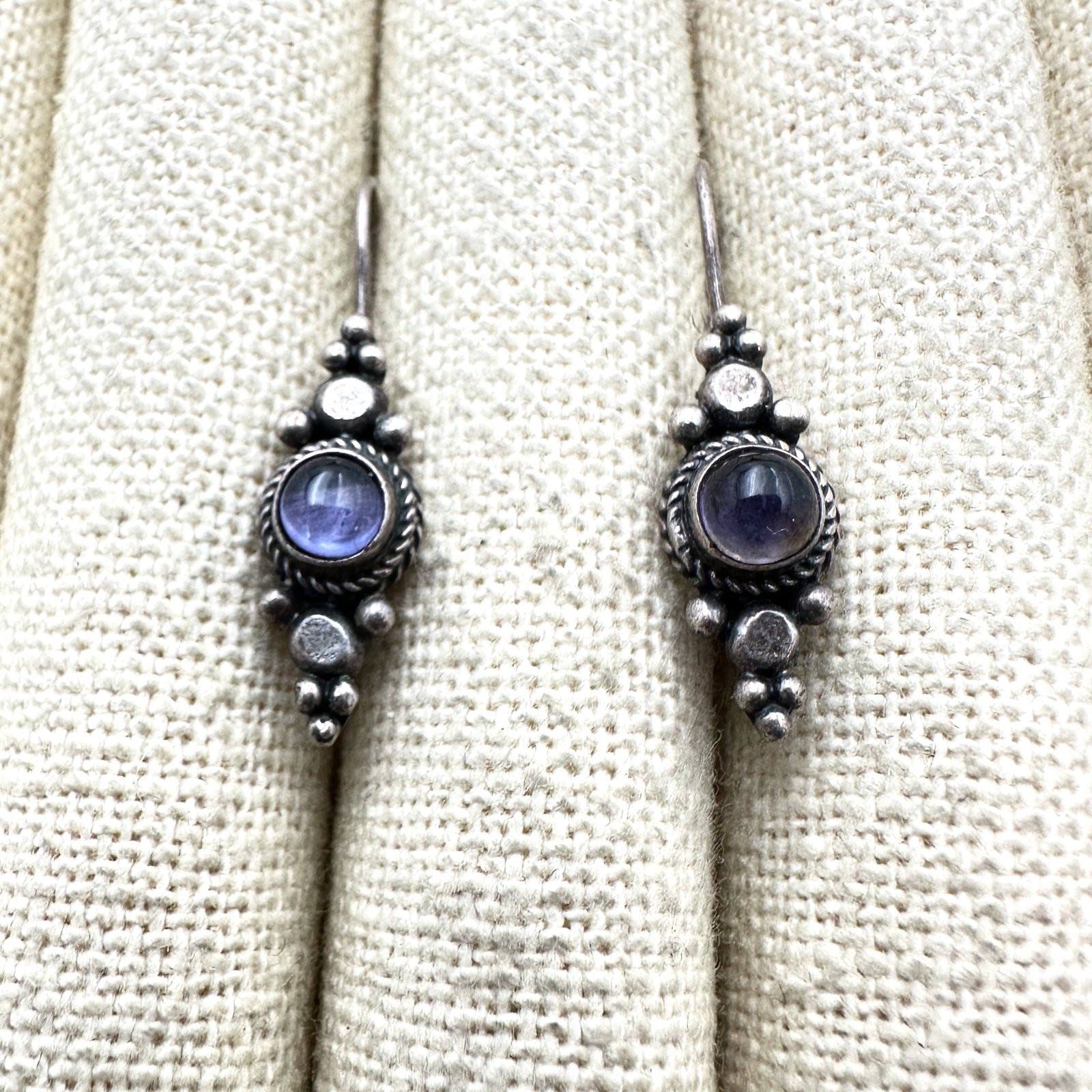 Purple Amethyst Sterling Silver Pierced Earrings 1.25 Inch (1 of 2)