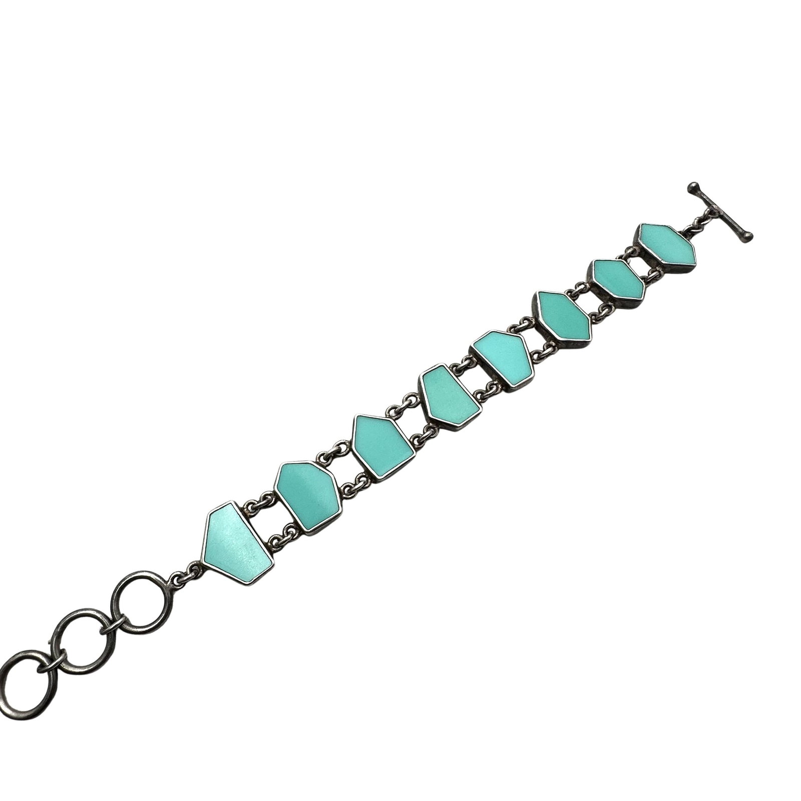 Inlay Turquoise Sterling Silver Bracelet 8 Inch Length 26 Grams Hallmarked (1 of 2)