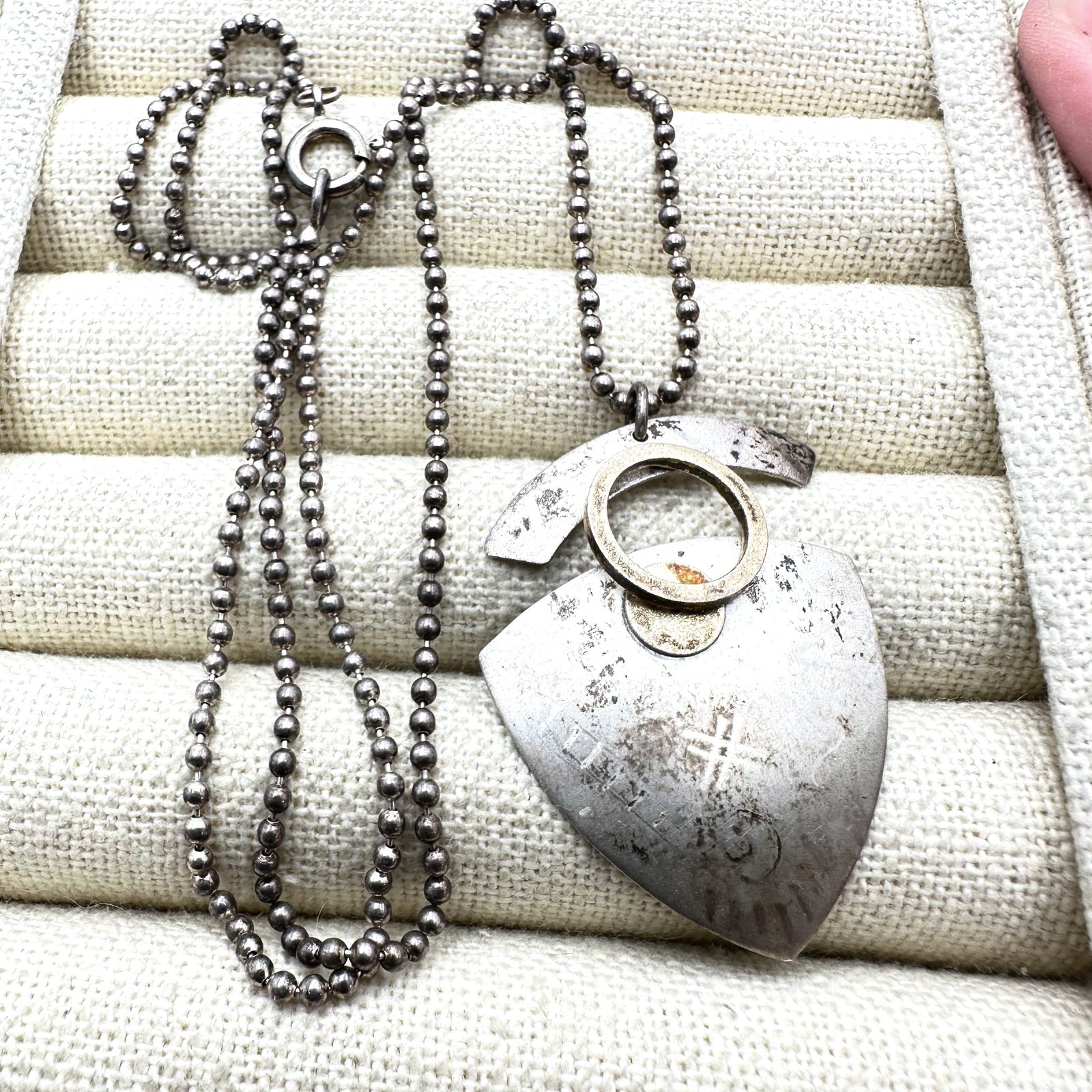 Vintage Artisan Sterling Silver Pendant Necklace 24 Inch Chain (1 of 2)