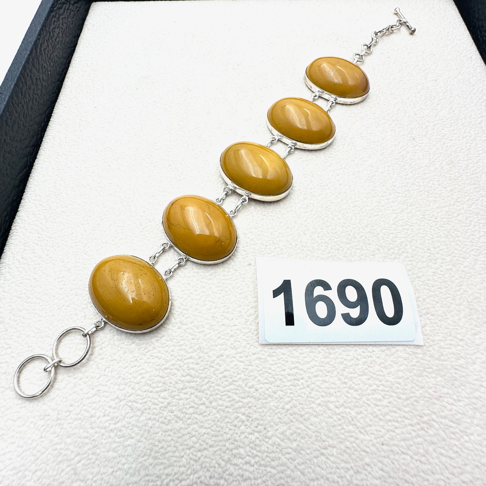 Yellow Gemstone Sterling Silver Statement Bracelet 7.5 Inch (1 of 2)