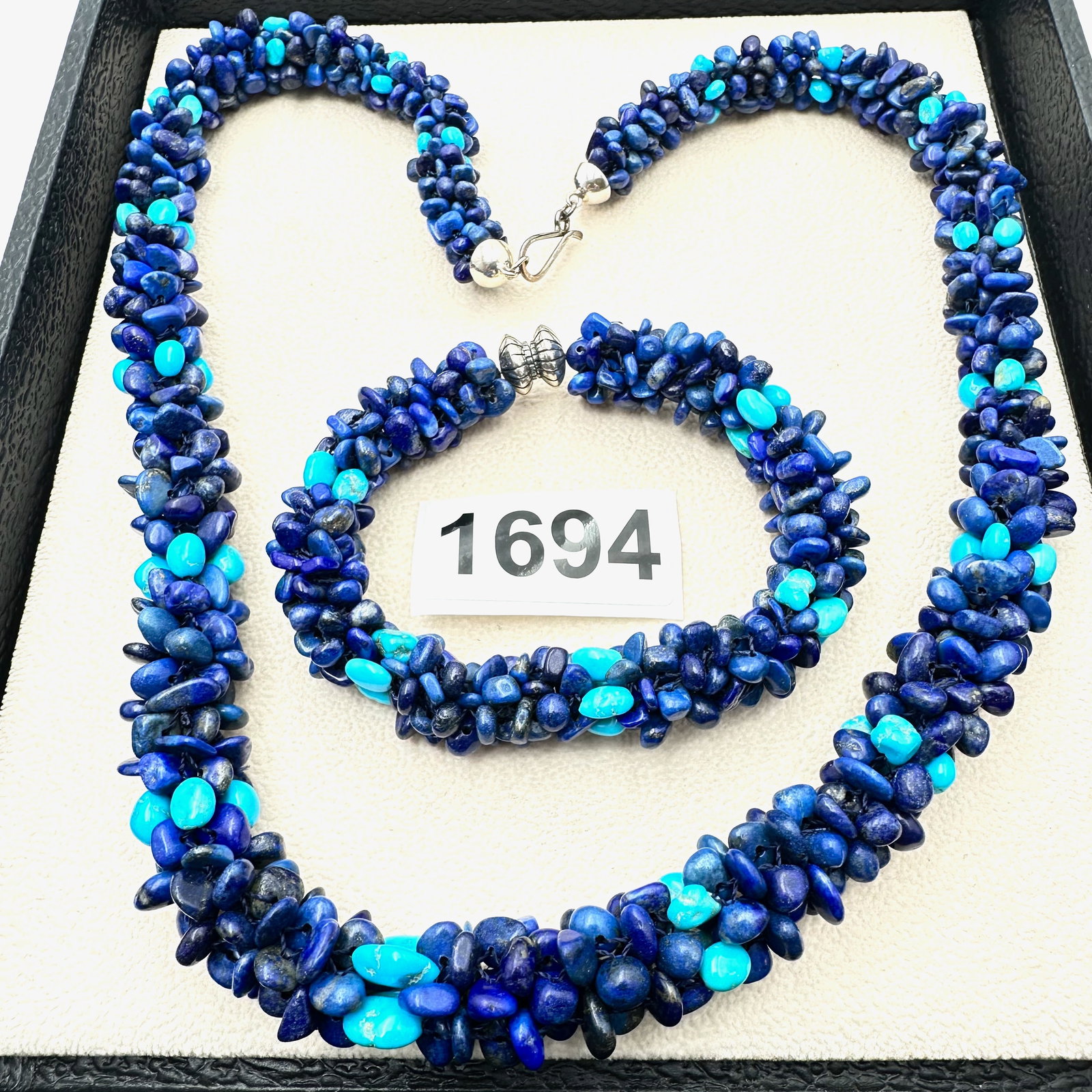 Jay King Mine Finds Desert Rose Trading Turquoise And Lapis Lazuli Bead Sterling Silver 22 Inch (1 of 2)