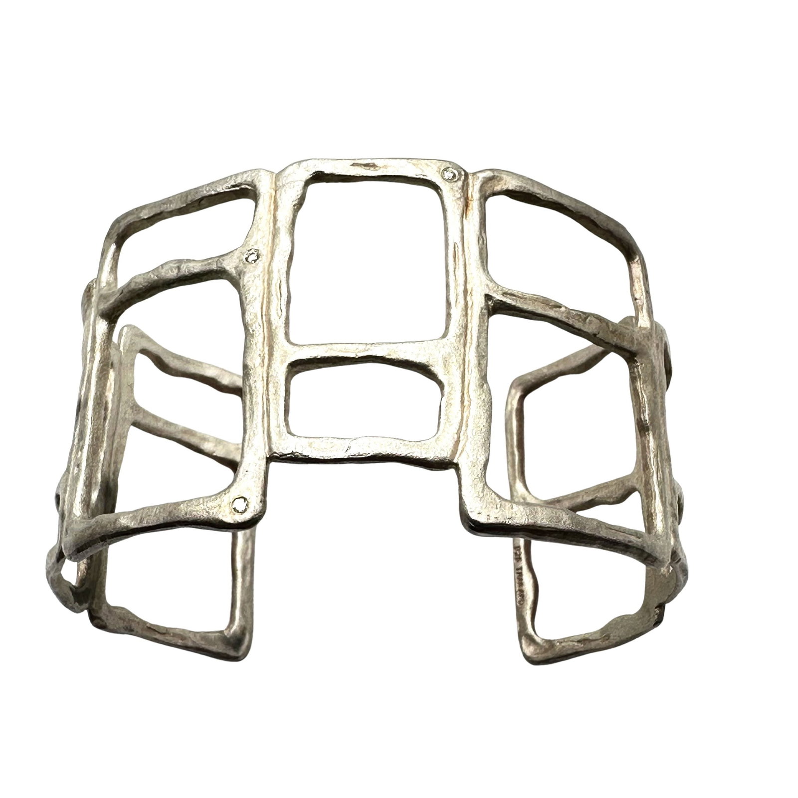 Designer Modernist Design Diamond Sterling Silver Cuff Bracelet 7 Inch 36 Grams Hallmarked LS (1 of 2)