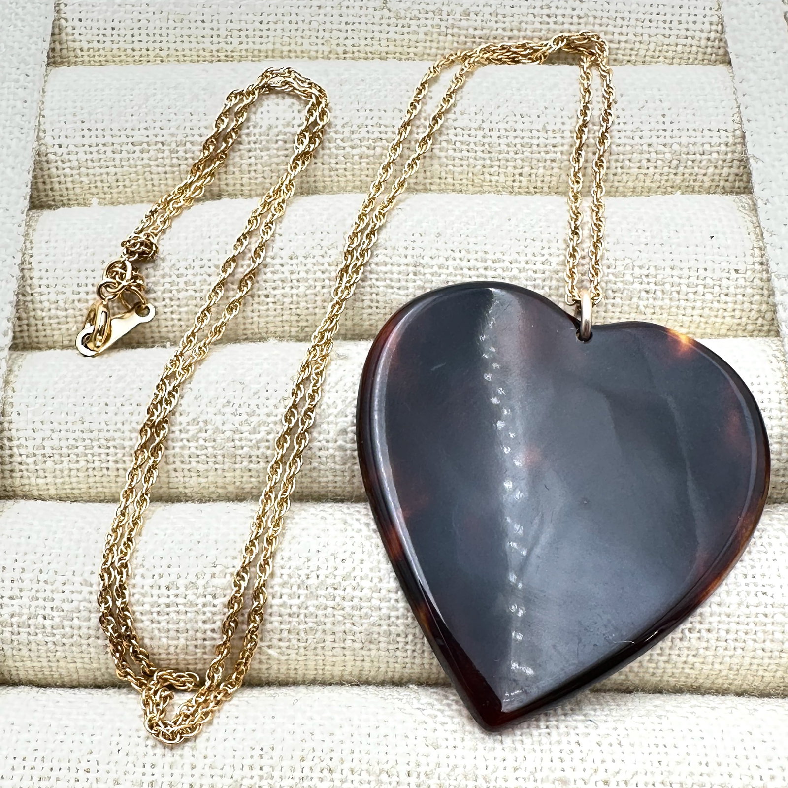 Tortoise Heart 1.5 Inch Pendant Gold Plated Chain Necklace 22 Inch (1 of 2)