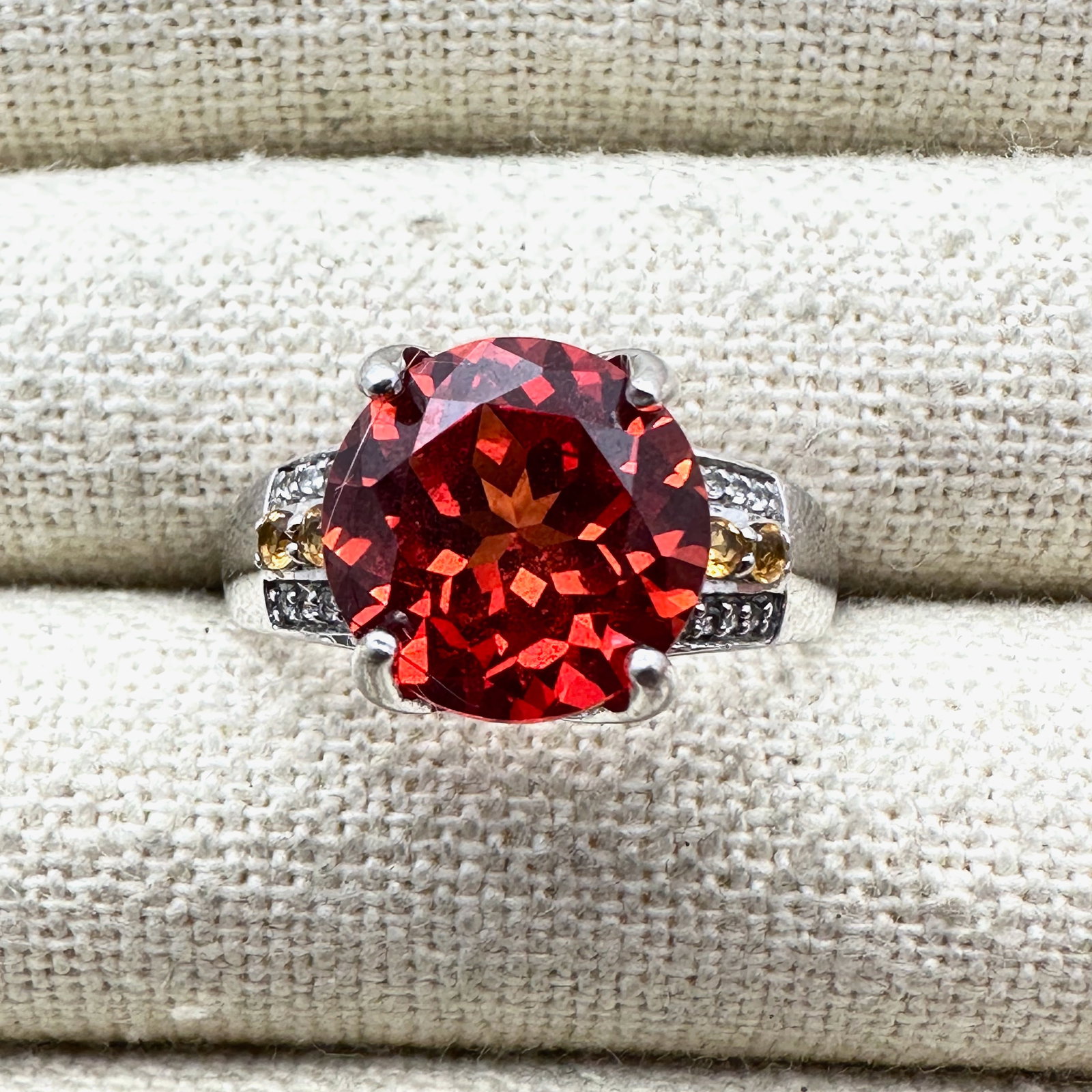 Orange Sapphire Sterling Silver Ring Size 11 (1 of 2)