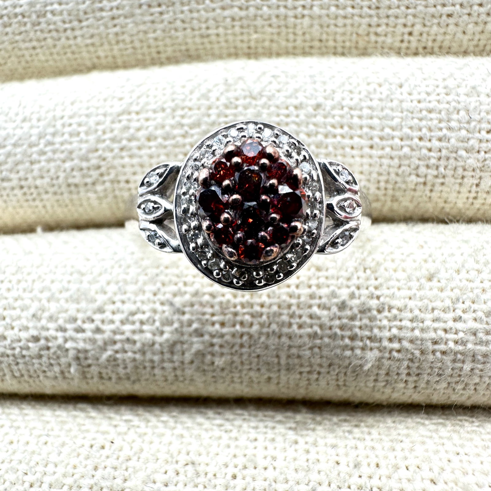 Red and White Diamond Sterling Silver Ring Size 9 (1 of 2)