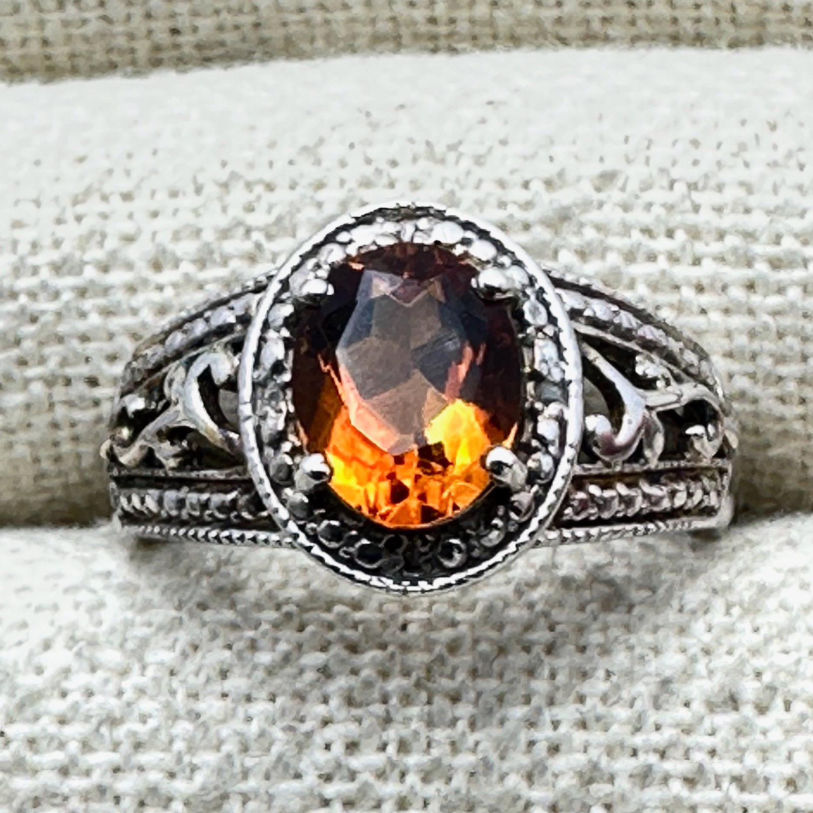 Orange Gemstone Sterling Silver Ring Size 9 (1 of 2)