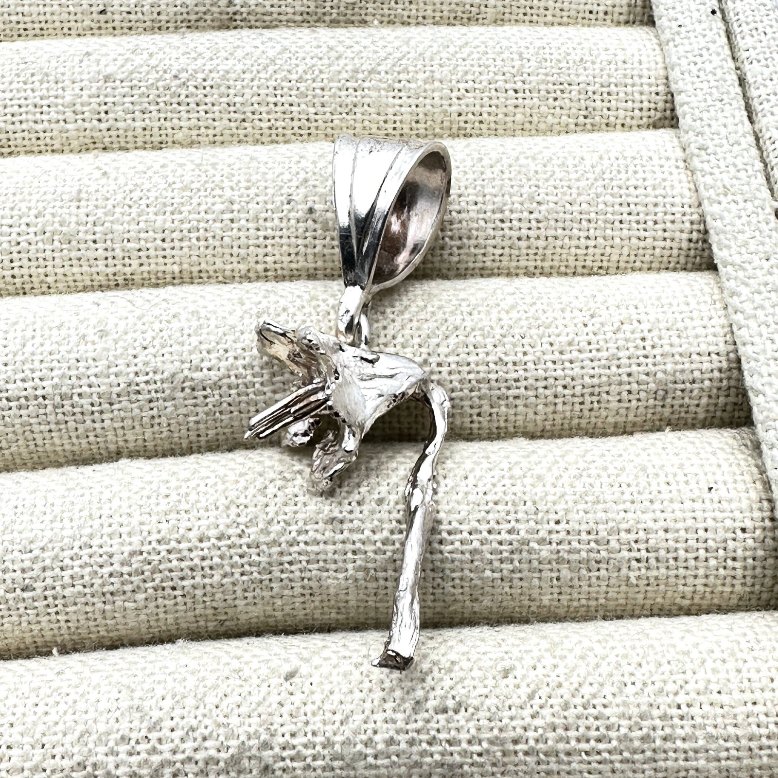 Vintage Brutalist Sterling Silver Flower Pendant 2 Inch (1 of 2)