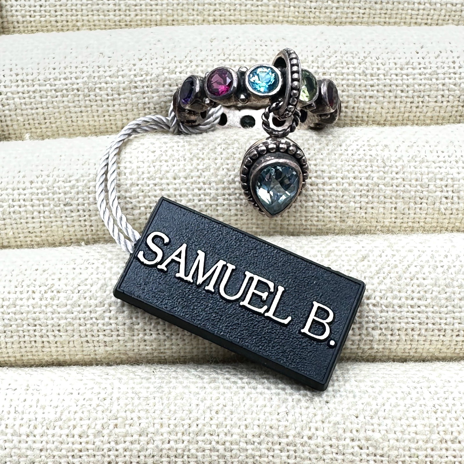 Samuel B Multi Gemstone Sterling Silver Charm Ring Size 7 Original Tag Attached (1 of 2)