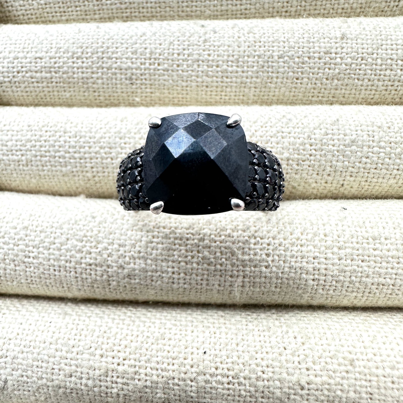 Black Spinel Sterling Silver Statement Ring Size 11 (1 of 2)