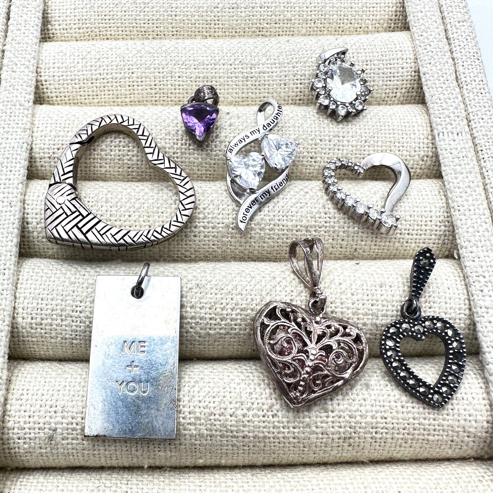 Lot of Sterling Silver Pendants Charms Hearts CZ Gemstone and More (1 of 2)