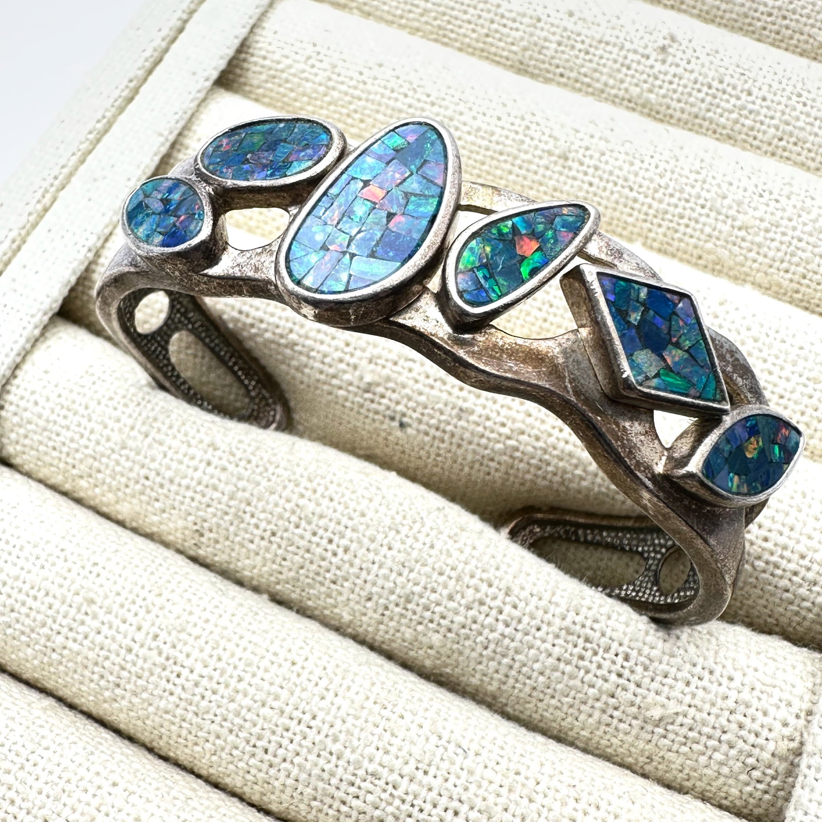 Whitney Kelly Opal Sterling Silver Cuff Bracelet 6.5 Inch Adjustable Size (1 of 2)