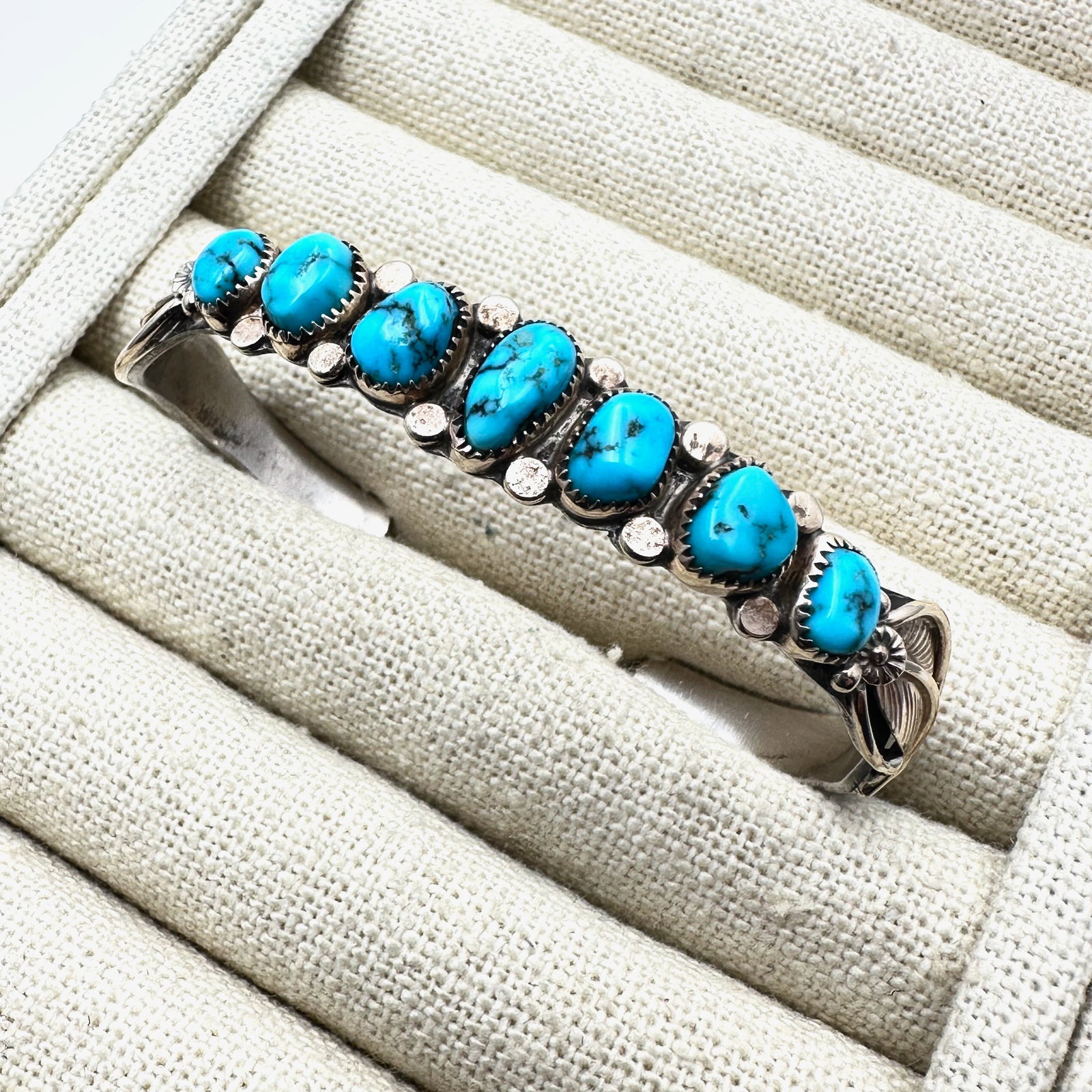 Native American Navajo Martin Musket Sterling Silver 14K Gold Turquoise Cuff Bracelet Weight 16 (1 of 3)