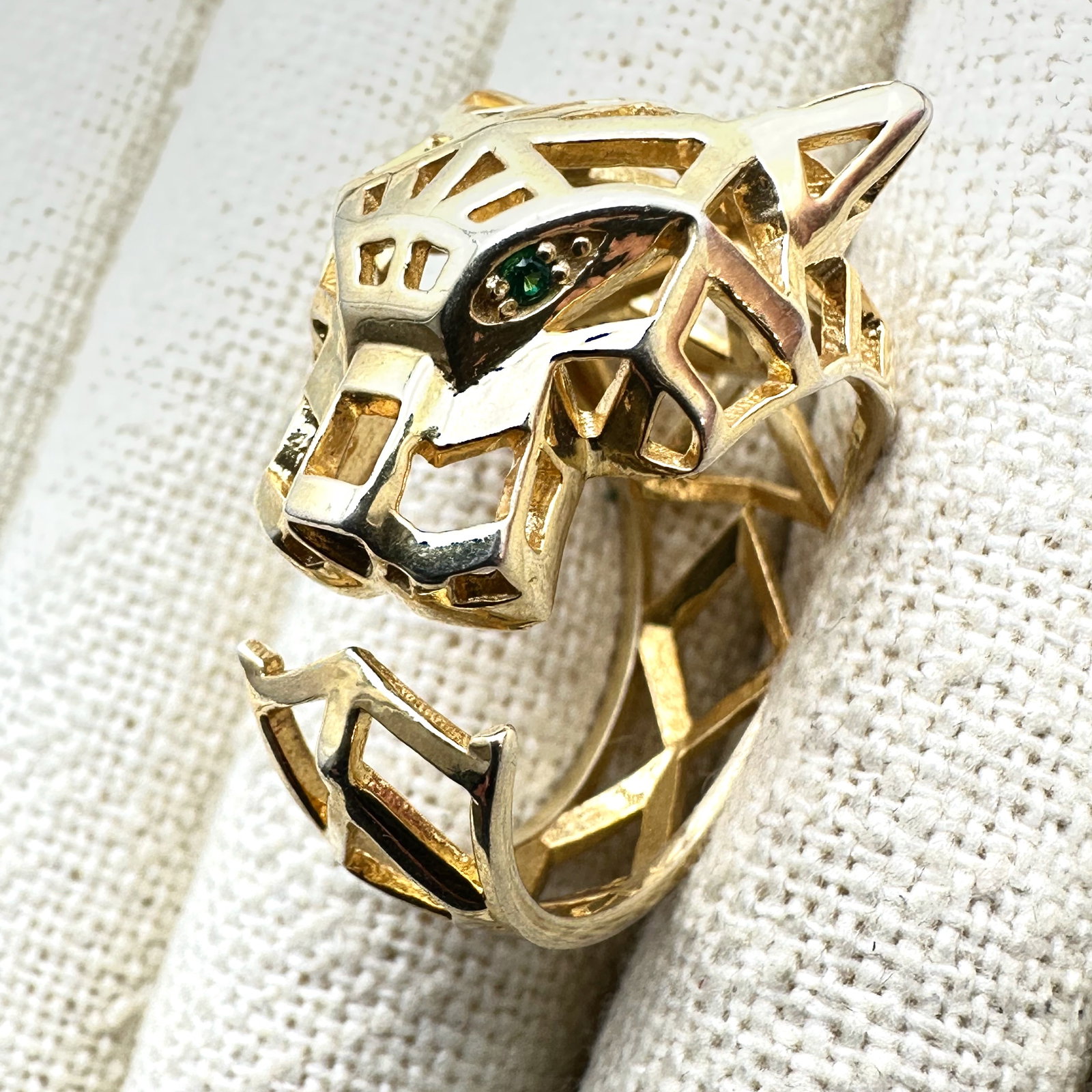 Panther Design Gold Plated Sterling Silver Ring Size 9: Panther Design Gold Plated Sterling Silver Ring Size 9