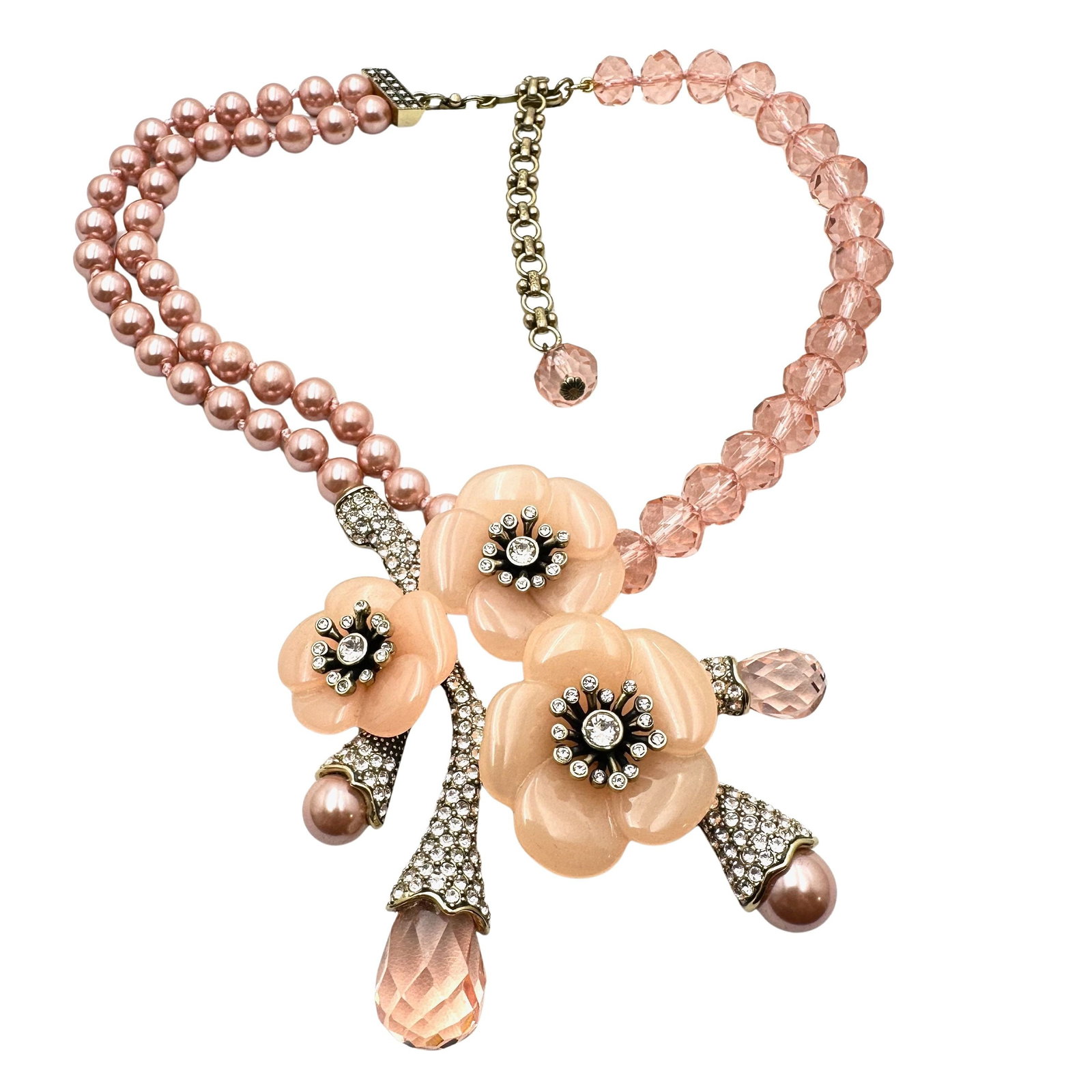 Heidi Daus Pink Crystal Flower Design Necklace 16 to 20 Inch Length Original Box Included (1 of 2)