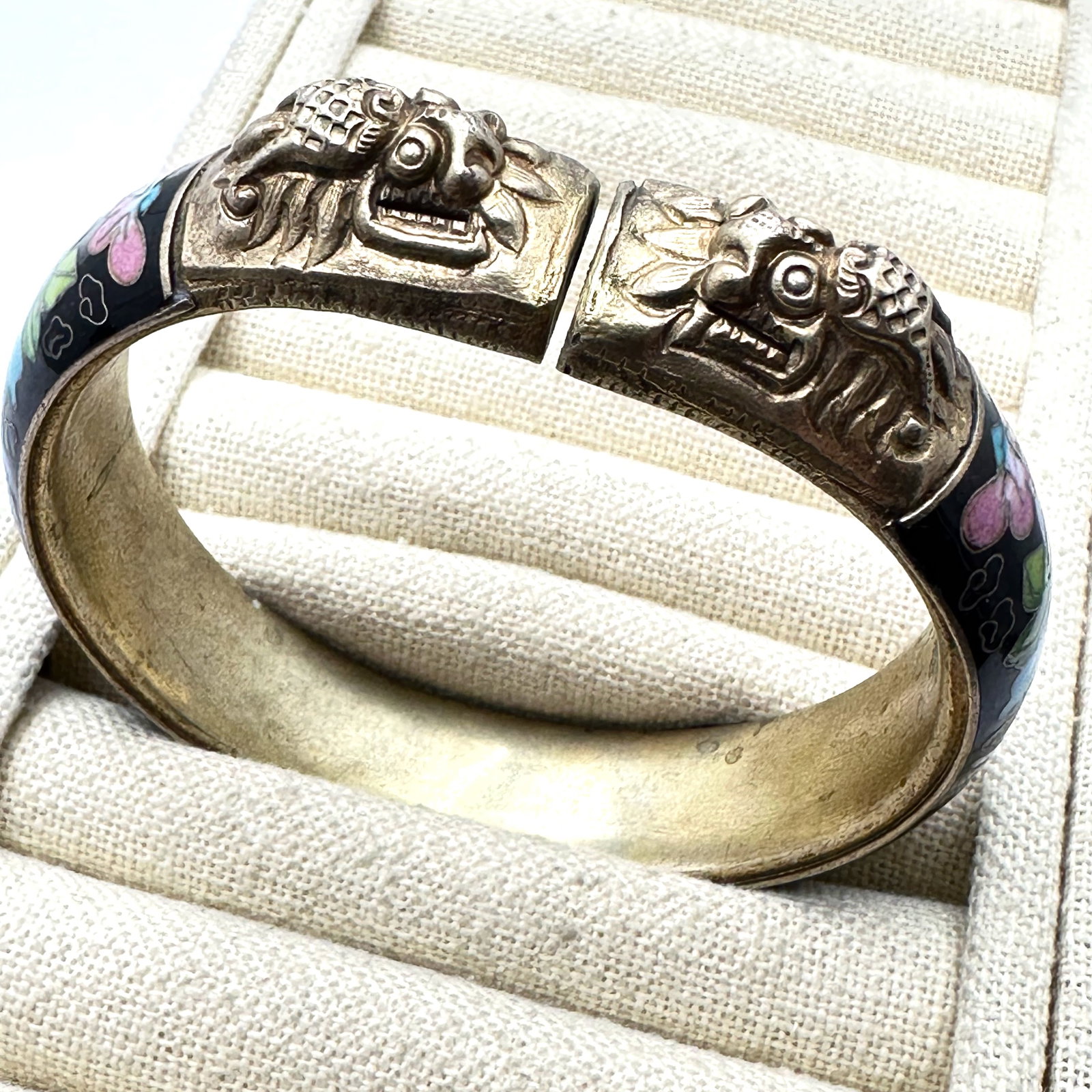 Antique Chinese Food Dog Dragon Cloisonne Bracelet 8 Inch (1 of 3)