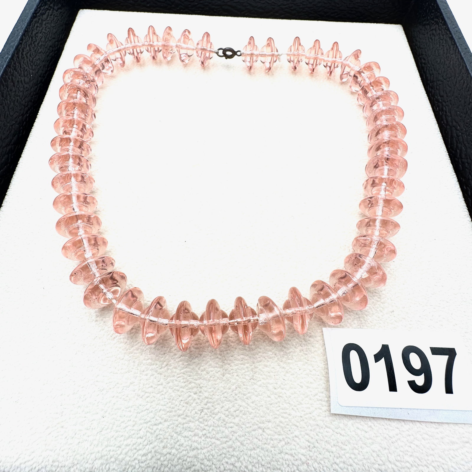 Antique Pink Glass Disc Bead Necklace 16 Inch Length: Antique Pink Glass Disc Bead Necklace 16 Inch Length