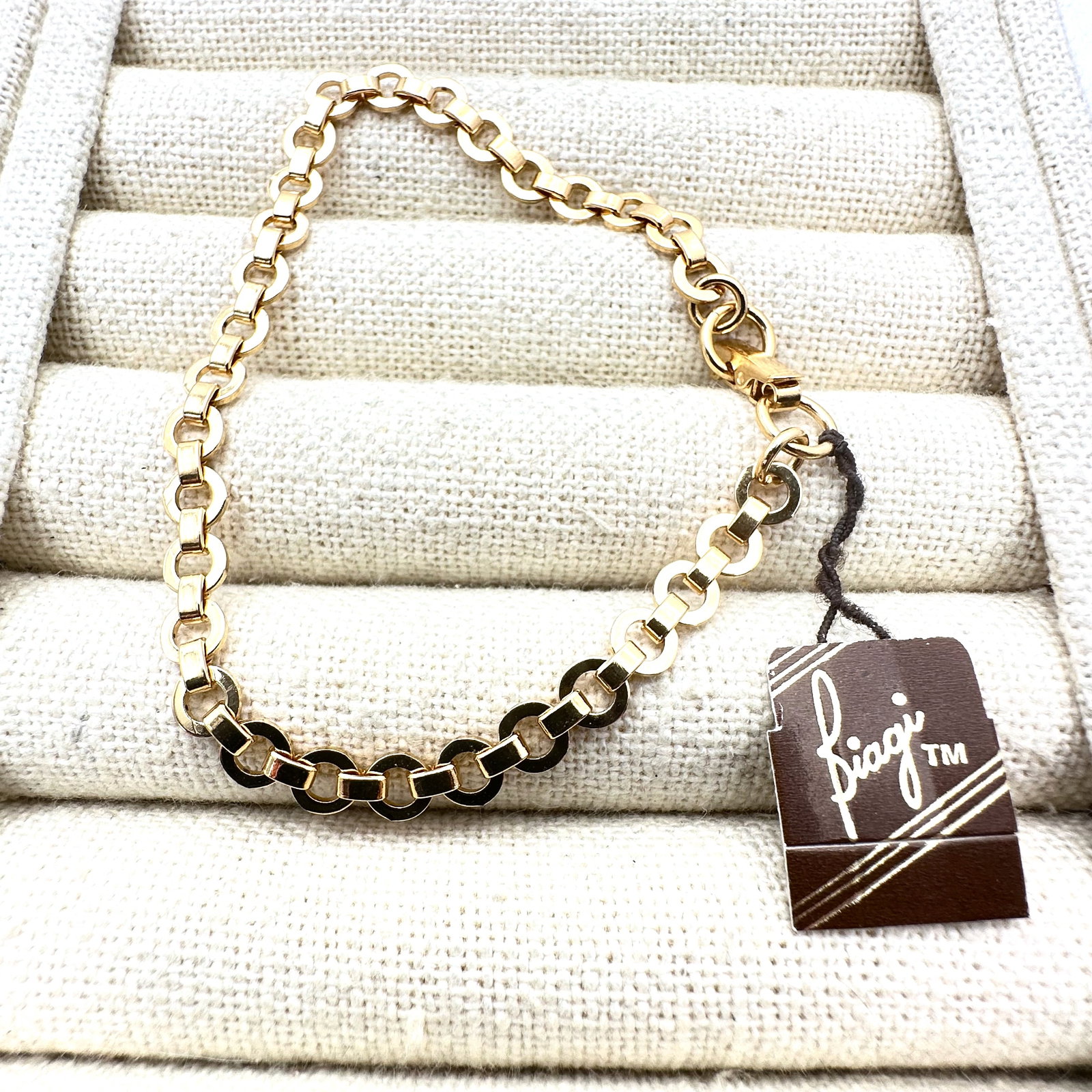 Vintage Gold Charm Bracelet with Original Paper Tag 7 Inch Length: Vintage Gold Charm Bracelet with Original Paper Tag 7 Inch Length