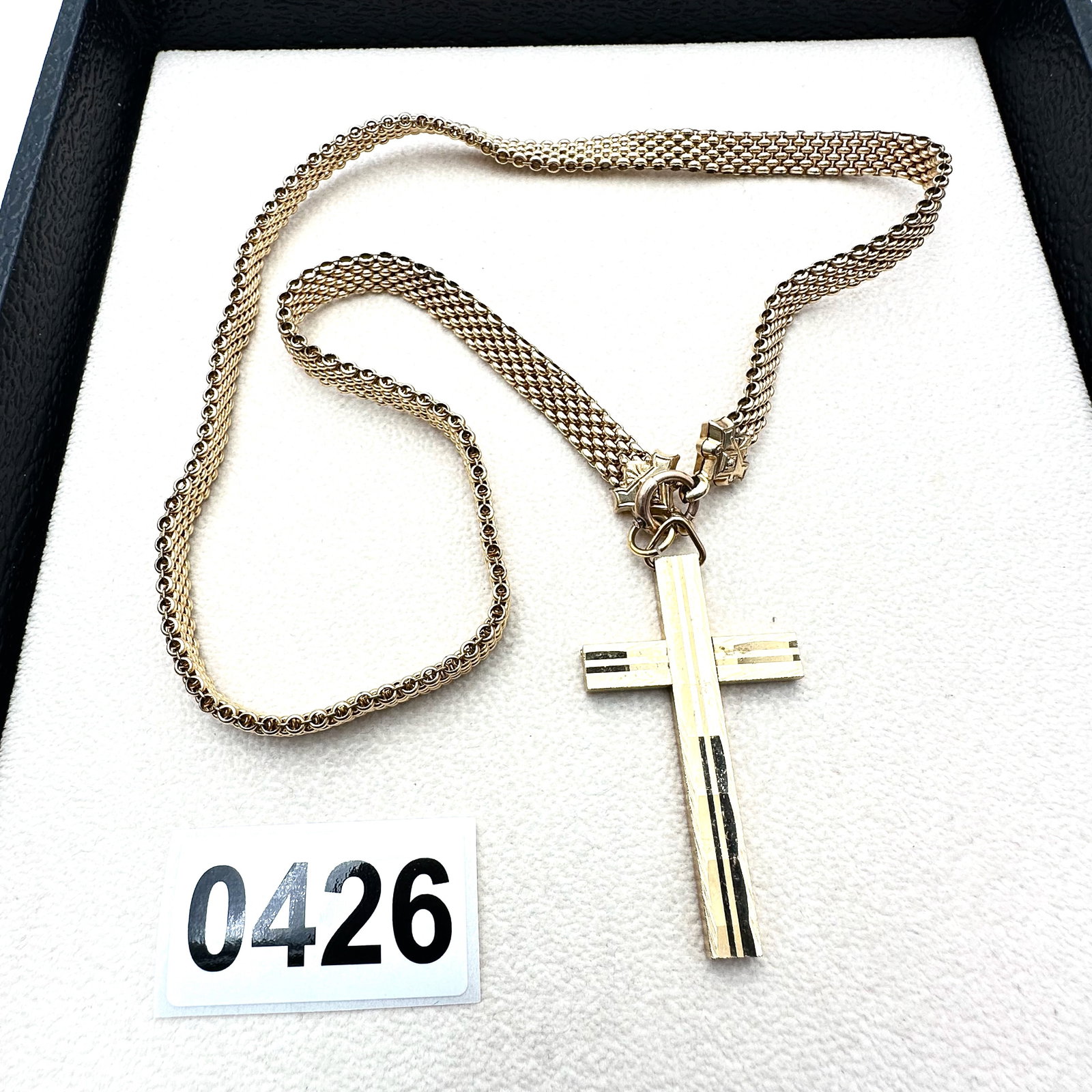 Antique Victorian Book Chain 19 Inch Necklace 2 Inch Cross Pendant: Antique Victorian Book Chain 19 Inch Necklace 2 Inch Cross Pendant