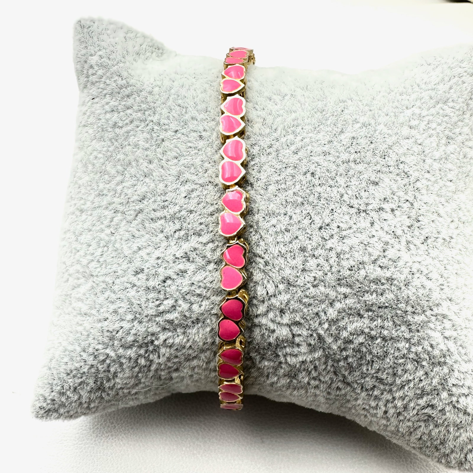 Pink Enamel Heart Gold Over Sterling Silver Bolo Bracelet Adjustable Size: Pink Enamel Heart Gold Over Sterling Silver Bolo Bracelet Adjustable Size