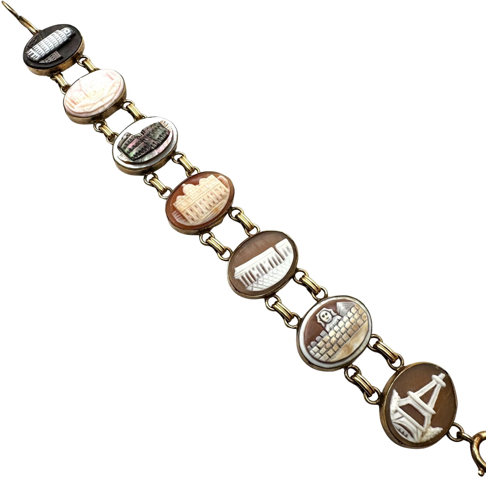 Antique Vintage 12K Gold Filled Scarved Shell Cameo Bracelets International Designs Paris Italy and (1 of 2)