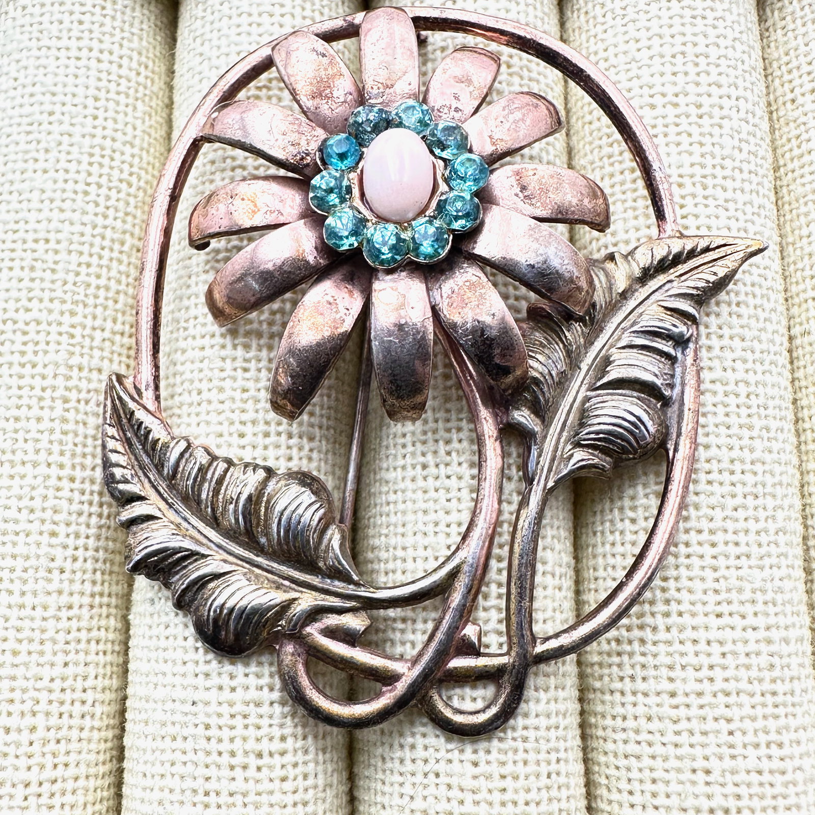 Vintage Gold Plated Sterling Silver Rhinestone Flower Brooch Pin 2.5 Inch: Vintage Gold Plated Sterling Silver Rhinestone Flower Brooch Pin 2.5 Inch