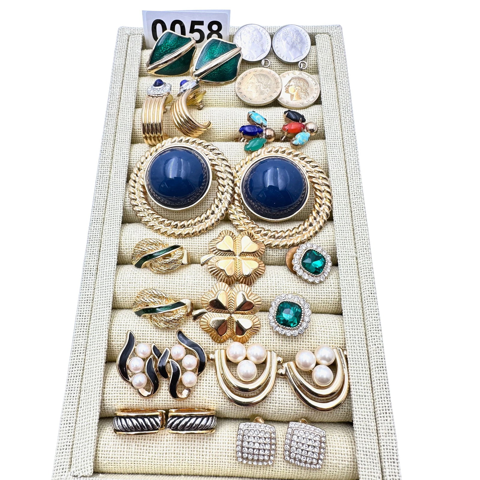 Vintage and Modern Earrings Collection Pierced and Clip Enamel Gold Tone Coins Cubic Zirconia and: Vintage and Modern Earrings Collection Pierced and Clip Enamel Gold Tone Coins Cubic Zirconia and More