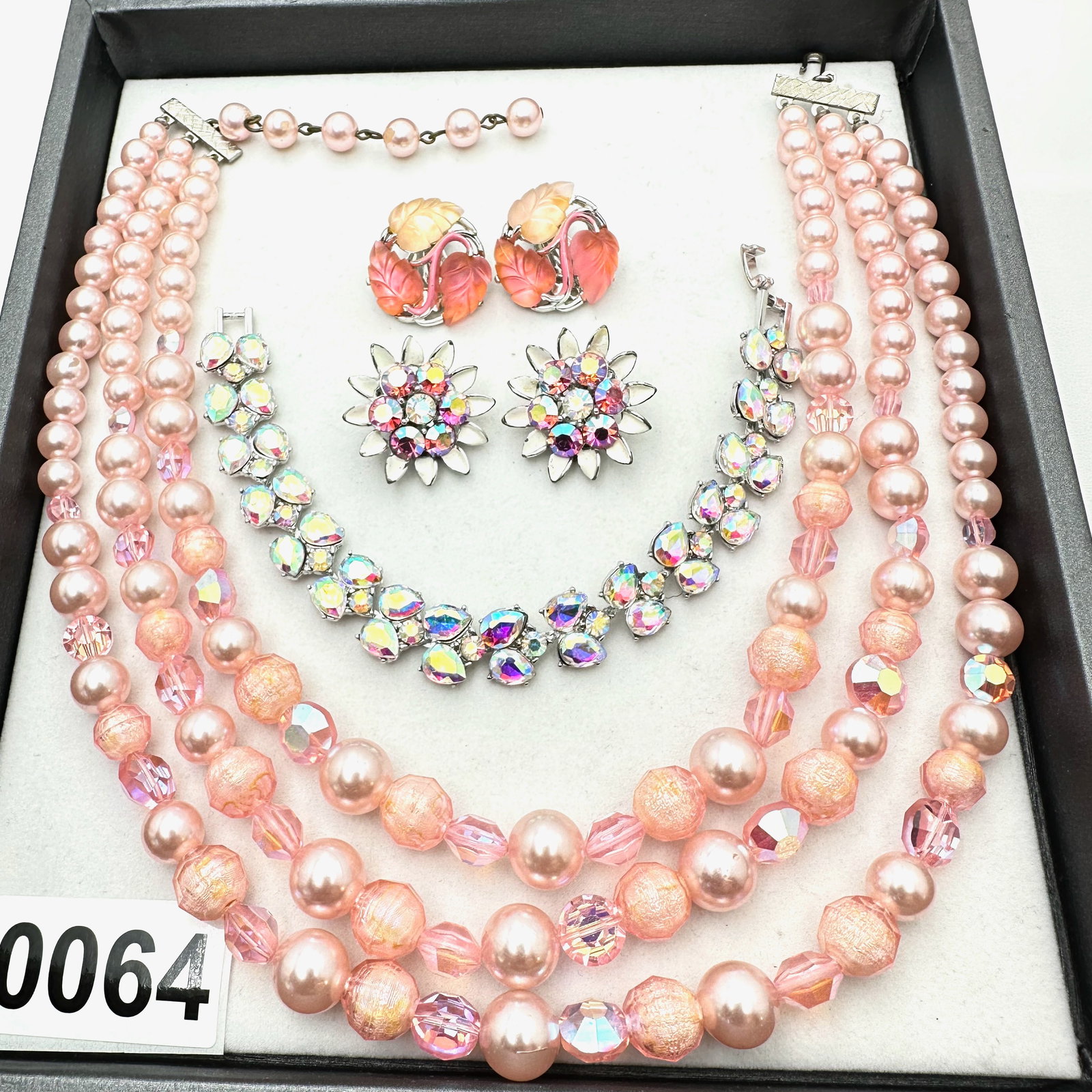 Vintage and Modern Jewelry Collection Group Pinks Star Brand and Lisner Earrings Rhinestone Bracelet (1 of 2)