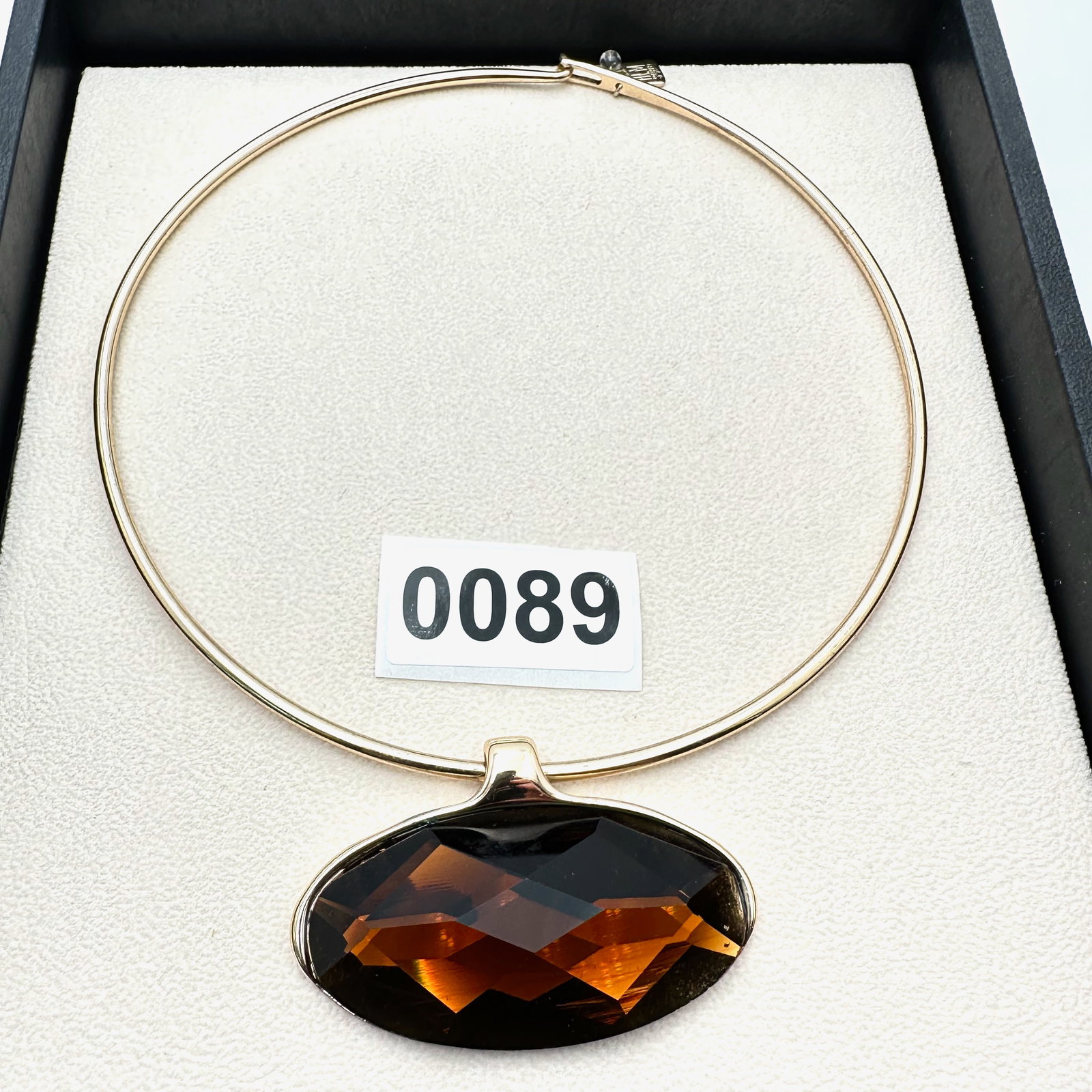 RLM Studio Robert Lee Morris Amber Colored Faceted Glass Pendant Gold Plated Necklace (1 of 2)