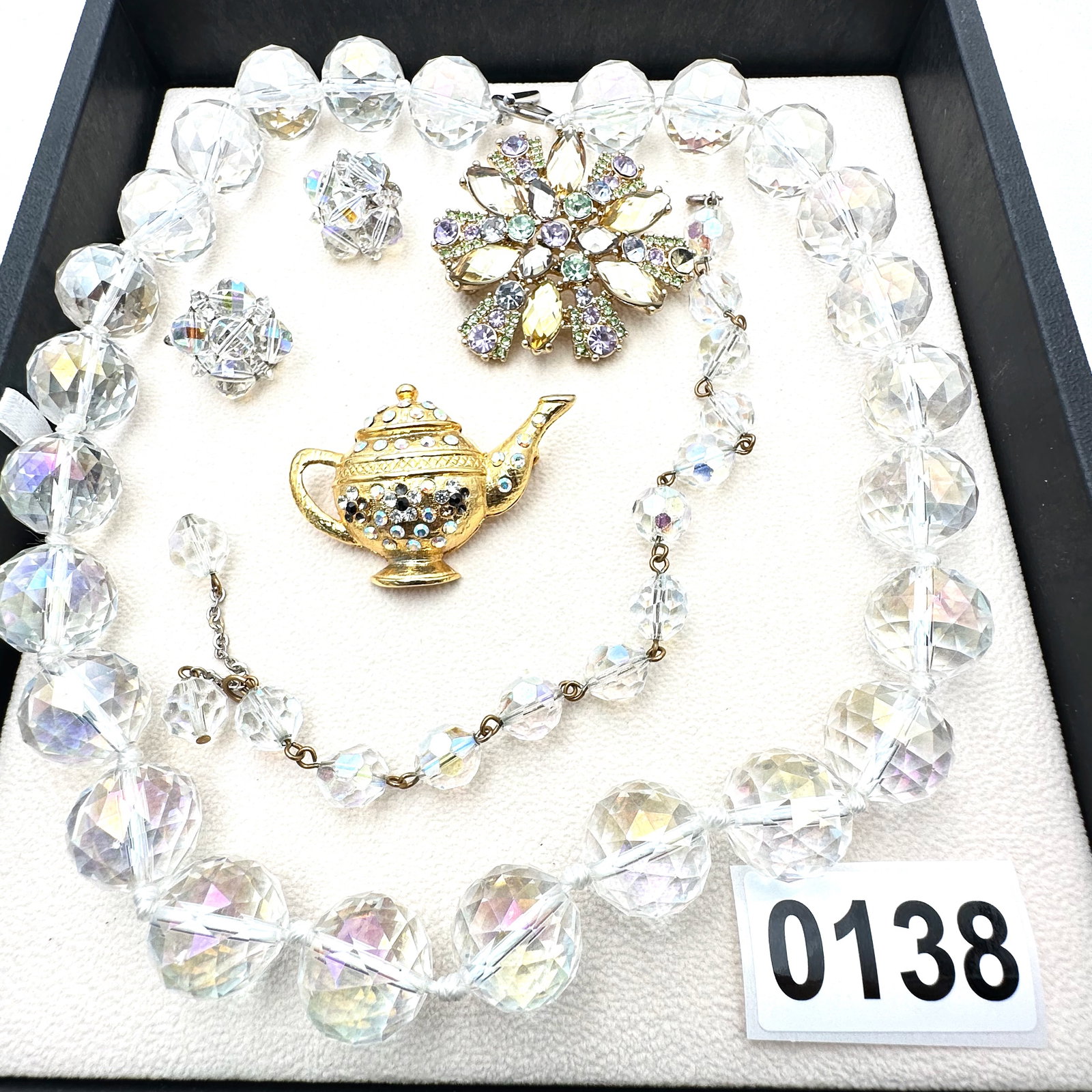 Vintage and Modern Jewelry Collection Group Large Crystal Bead Necklace Earrings Bracelet and (1 of 2)