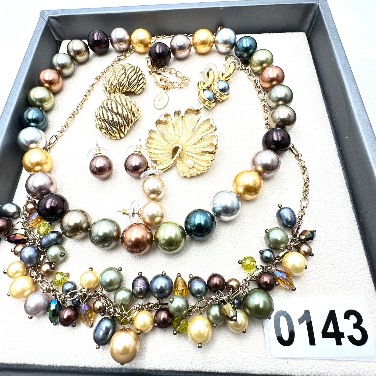 Vintage and Modern Jewelry Collection Group Kenneth Jay Lane Glass Pearls and Coordinating Earrings (1 of 2)