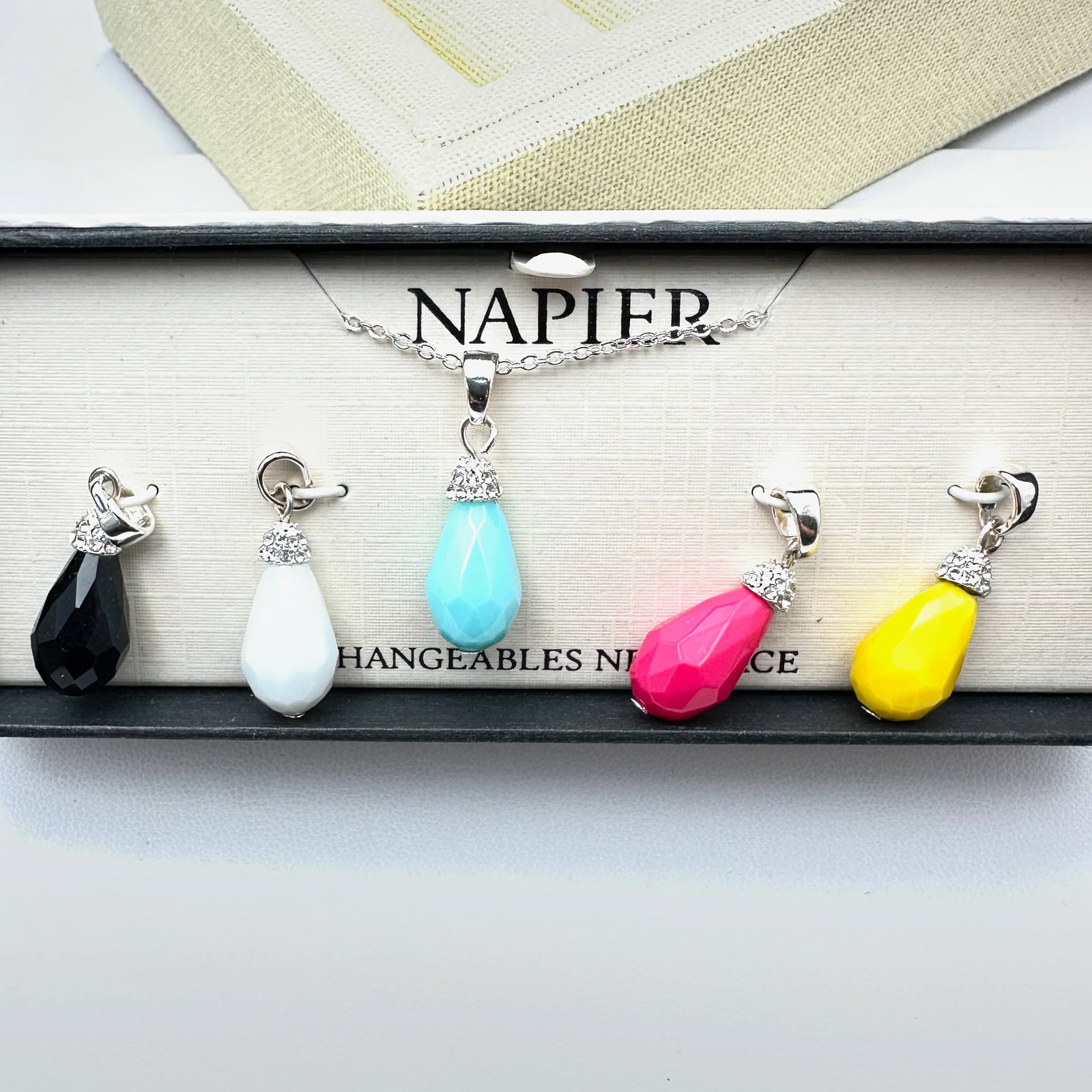 Napier Interchangeable Colored Pendant Silver Tone Necklace in Original Box (1 of 2)