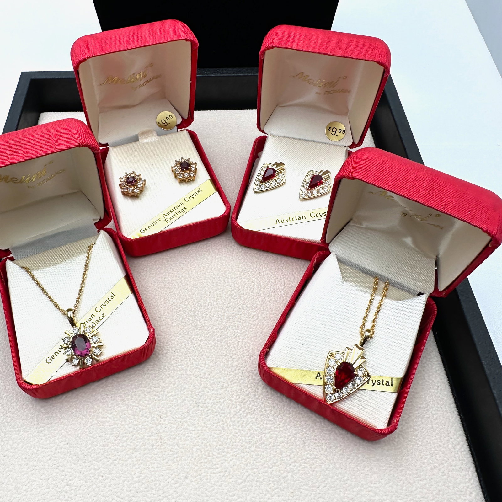 Vintage Roman Austrian Crystal Necklaces and Earrings in Original Boxes (1 of 2)