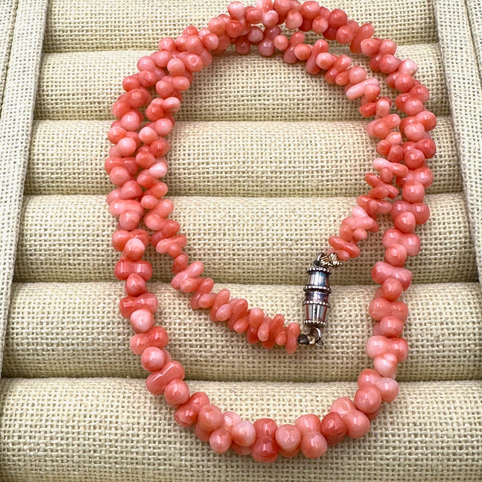 Vintage Angel Skin Coral Necklace 16 Inch Length (1 of 2)