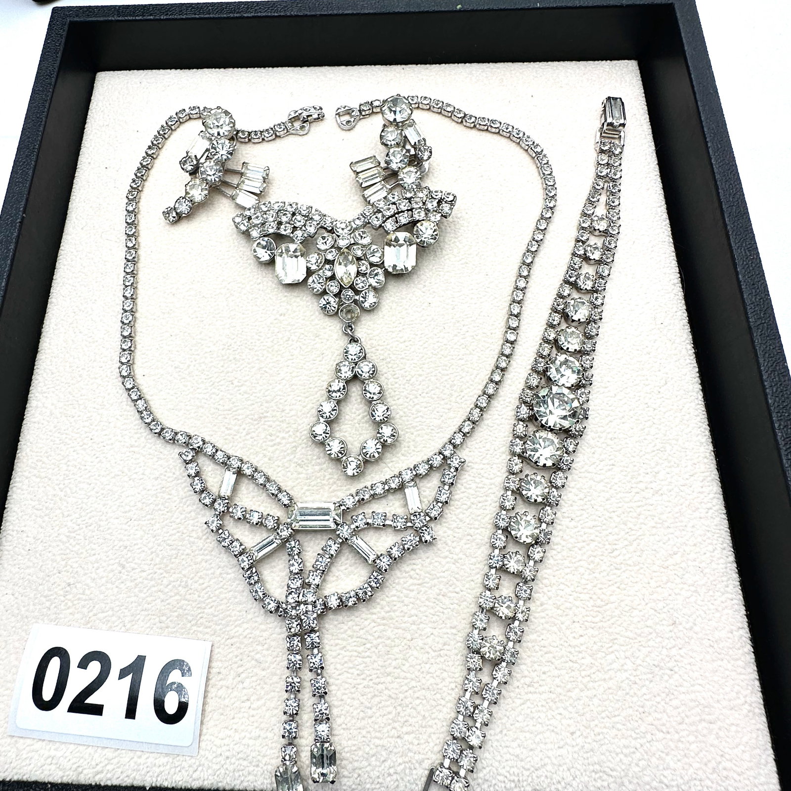 Vintage and Modern Jewelry Collection Group Clear Glass Rhinestone Silver tone Necklace Bracelet (1 of 2)
