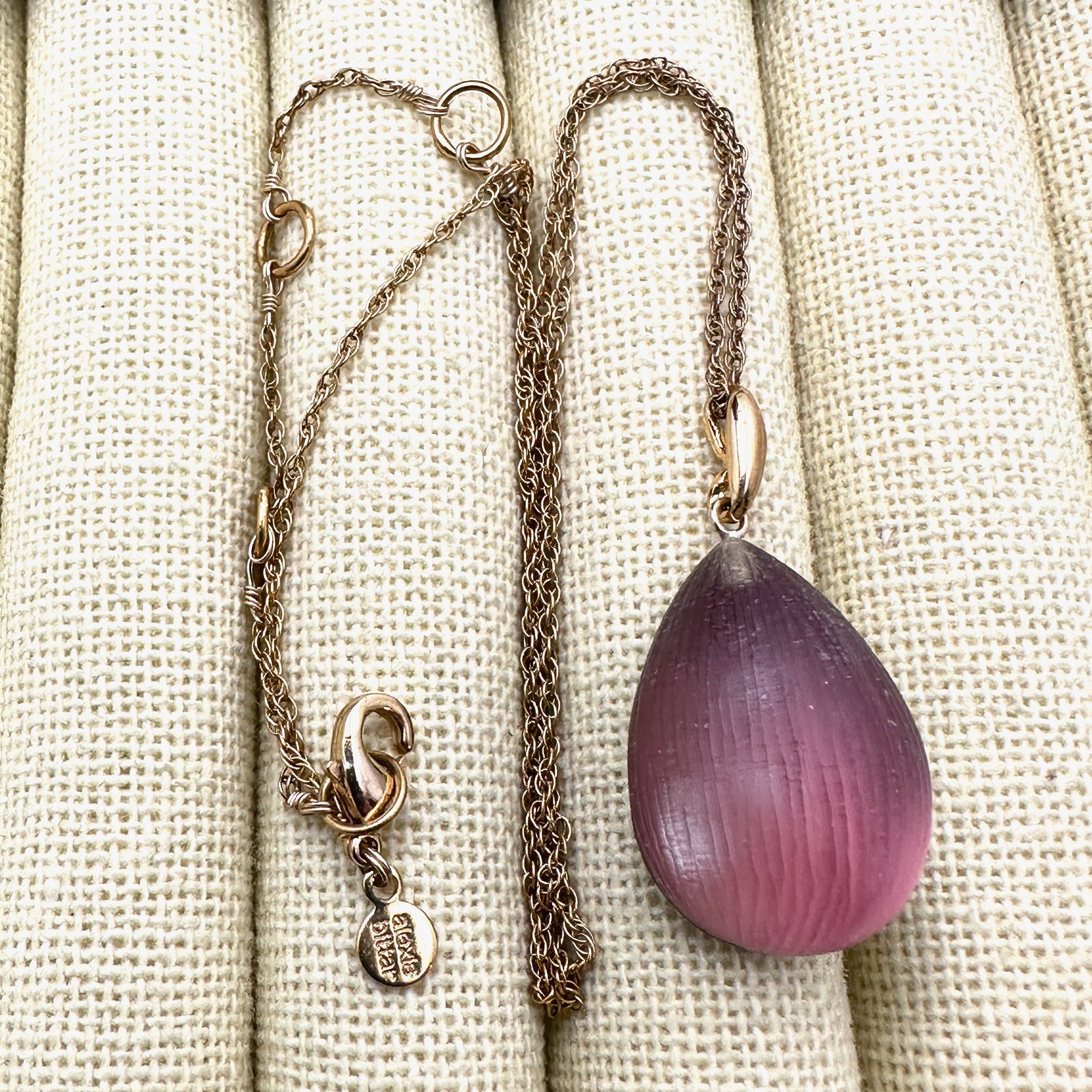 Alexis Bittar Pink Pendant Gold Tone Necklace 18 Inch Length Chain (1 of 2)
