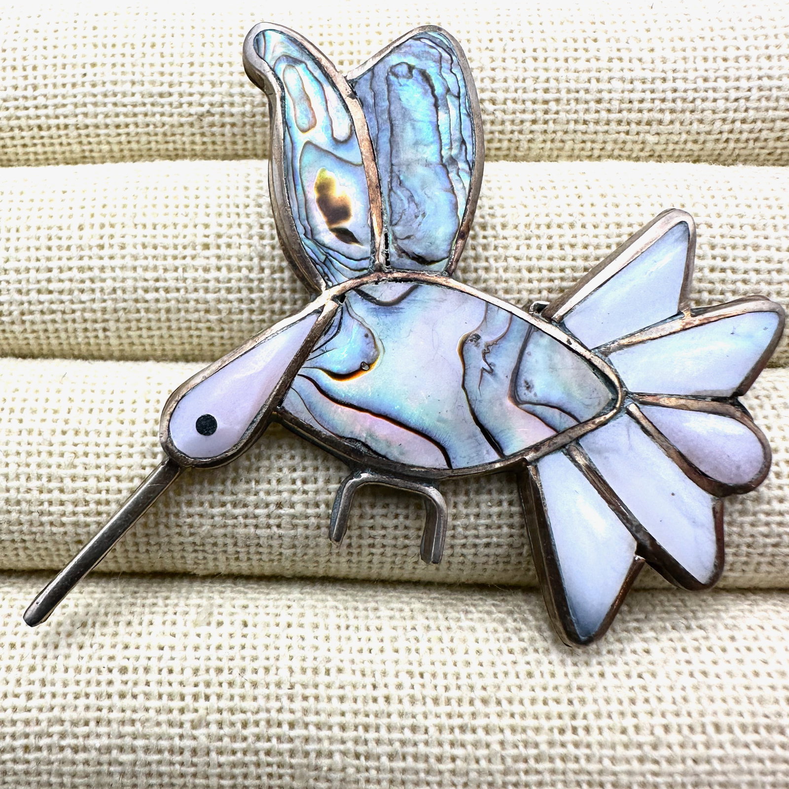 Vintage Abalone Mother of Pearl Hummingbird Silver Tone Brooch Pin Pendant 2.5 Inch: Vintage Abalone Mother of Pearl Hummingbird Silver Tone Brooch Pin Pendant 2.5 Inch