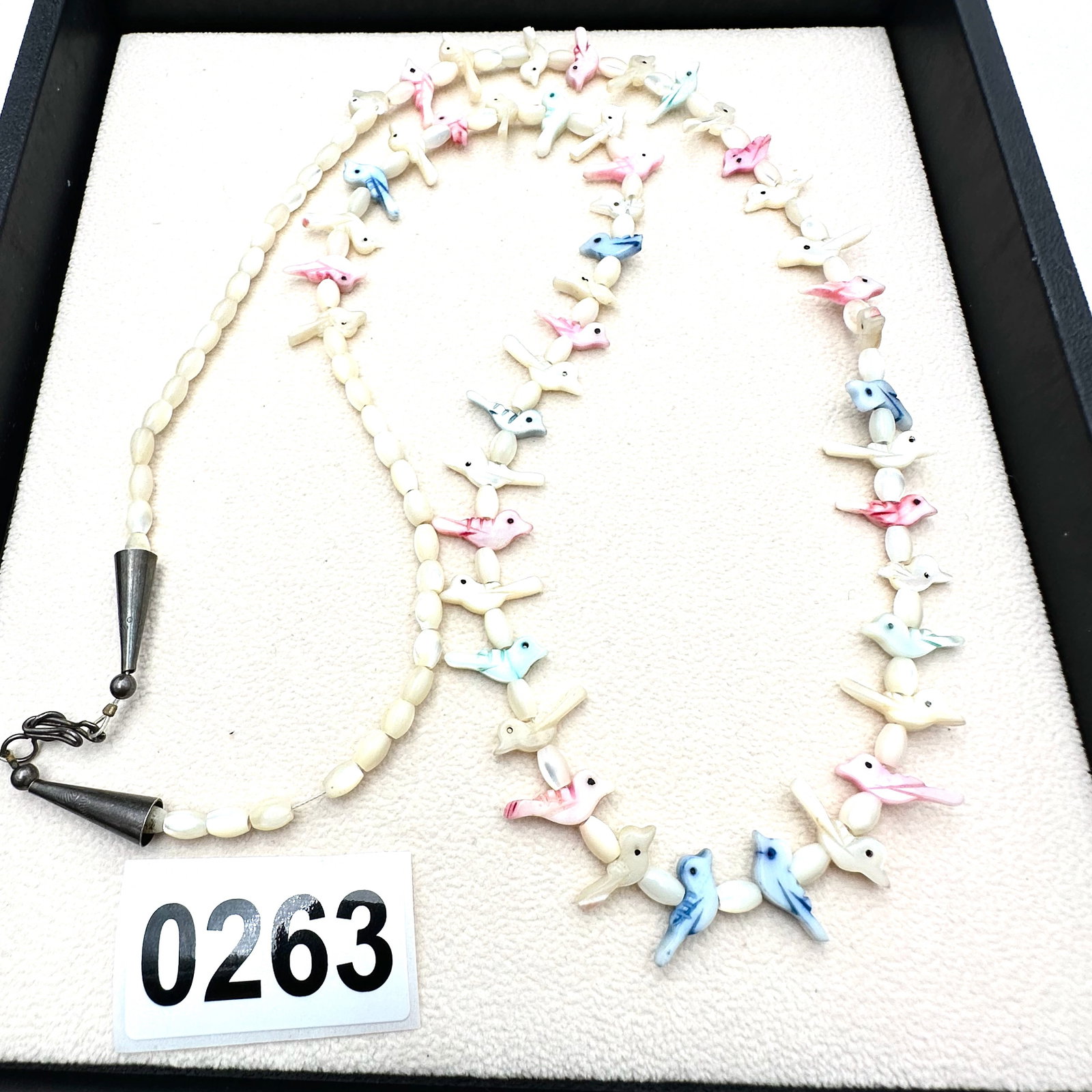 American Western Southwest Fetish Bird Mother of Pearl Necklace 28 Inch Length (1 of 2)