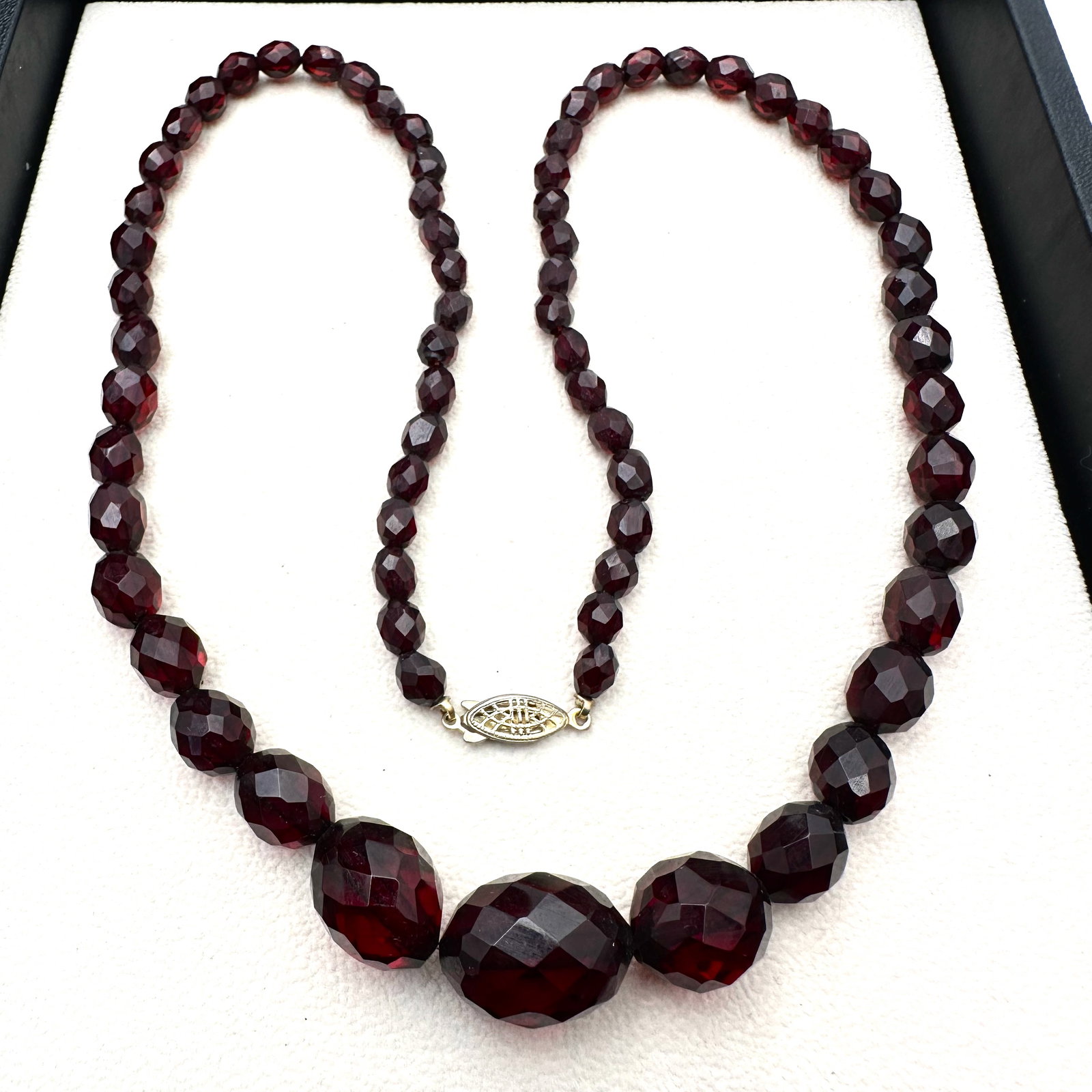 Antique Faceted Cherry Amber Bead Necklace 25 Inch Length: Antique Faceted Cherry Amber Bead Necklace 25 Inch Length