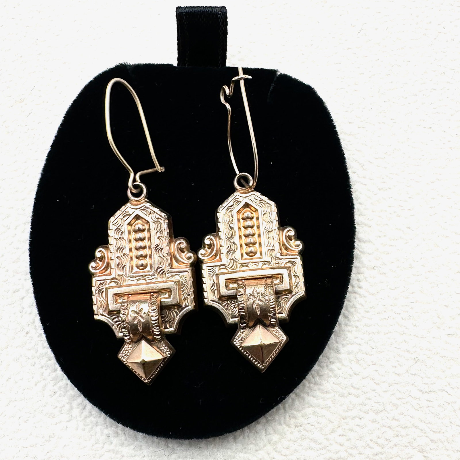 Antique Victorian Gold Filled Wire Pierced Earrings 1.5 Inch Length (1 of 2)