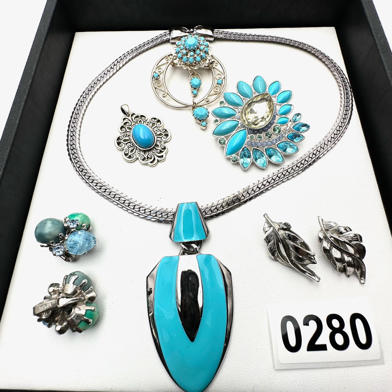 Vintage and Modern Jewelry Collection Group Silver Tone Necklace Brooches Pendant and Clip Earrings (1 of 2)