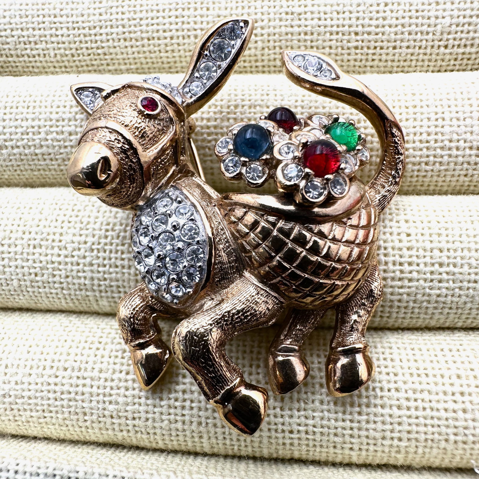 Vintage A&S Atwood and Sawyer Rhinestone Gold Tone Donkey Brooch Pin 2 Inch: Vintage A&S Atwood and Sawyer Rhinestone Gold Tone Donkey Brooch Pin 2 Inch