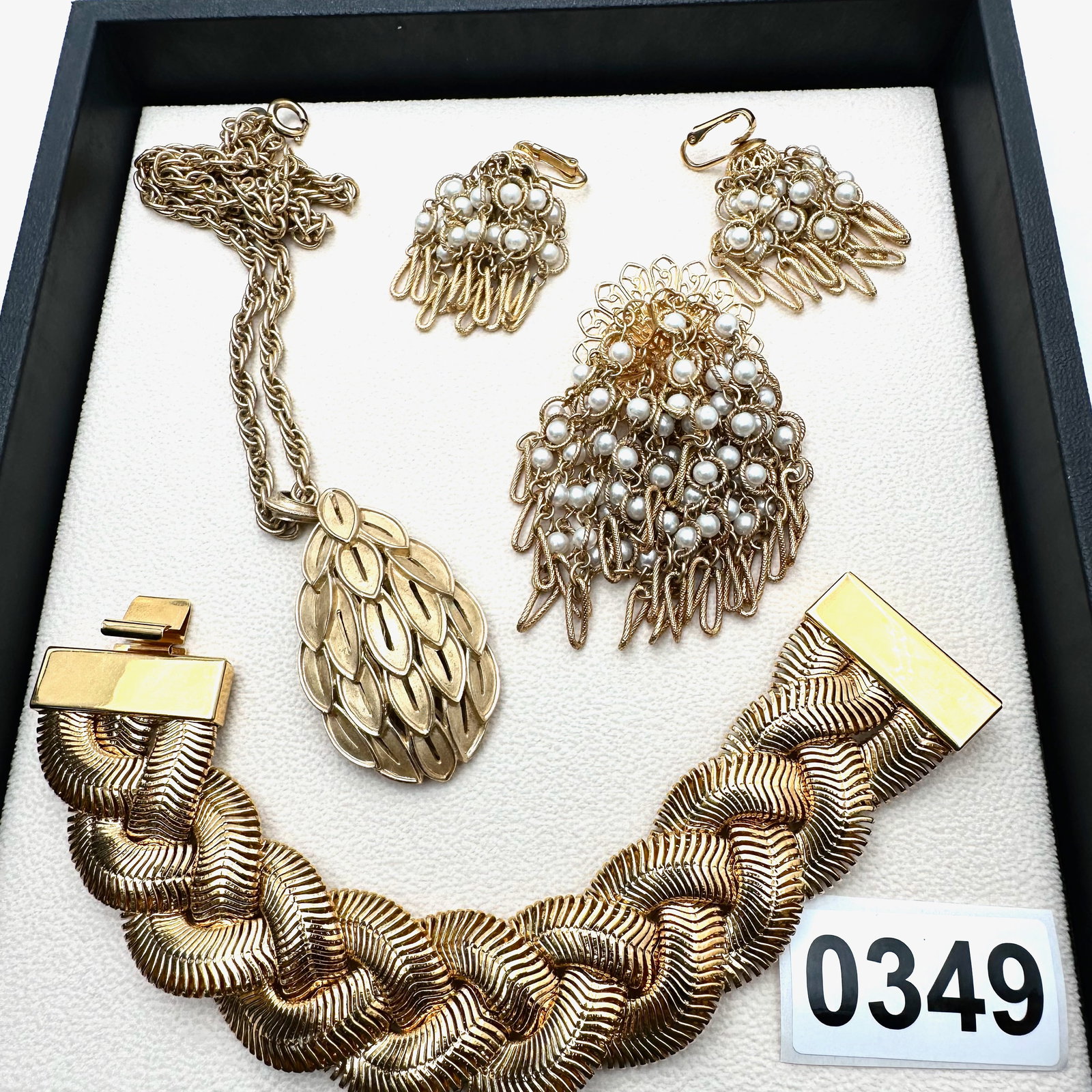 Vintage and Modern Jewelry Collection Group Trifari Pendant Necklace Wide Bracelet Faux Pearl Set: Vintage and Modern Jewelry Collection Group Trifari Pendant Necklace Wide Bracelet Faux Pearl Set