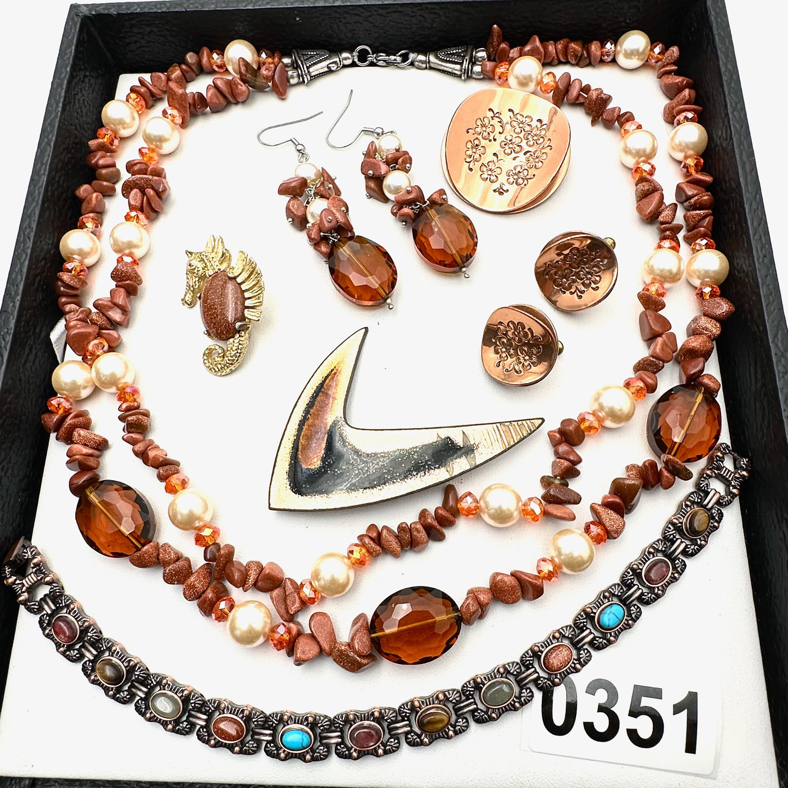 Vintage and Modern Jewelry Collection Group Gold Stone Gemstone Necklace earrings Brooch and (1 of 2)