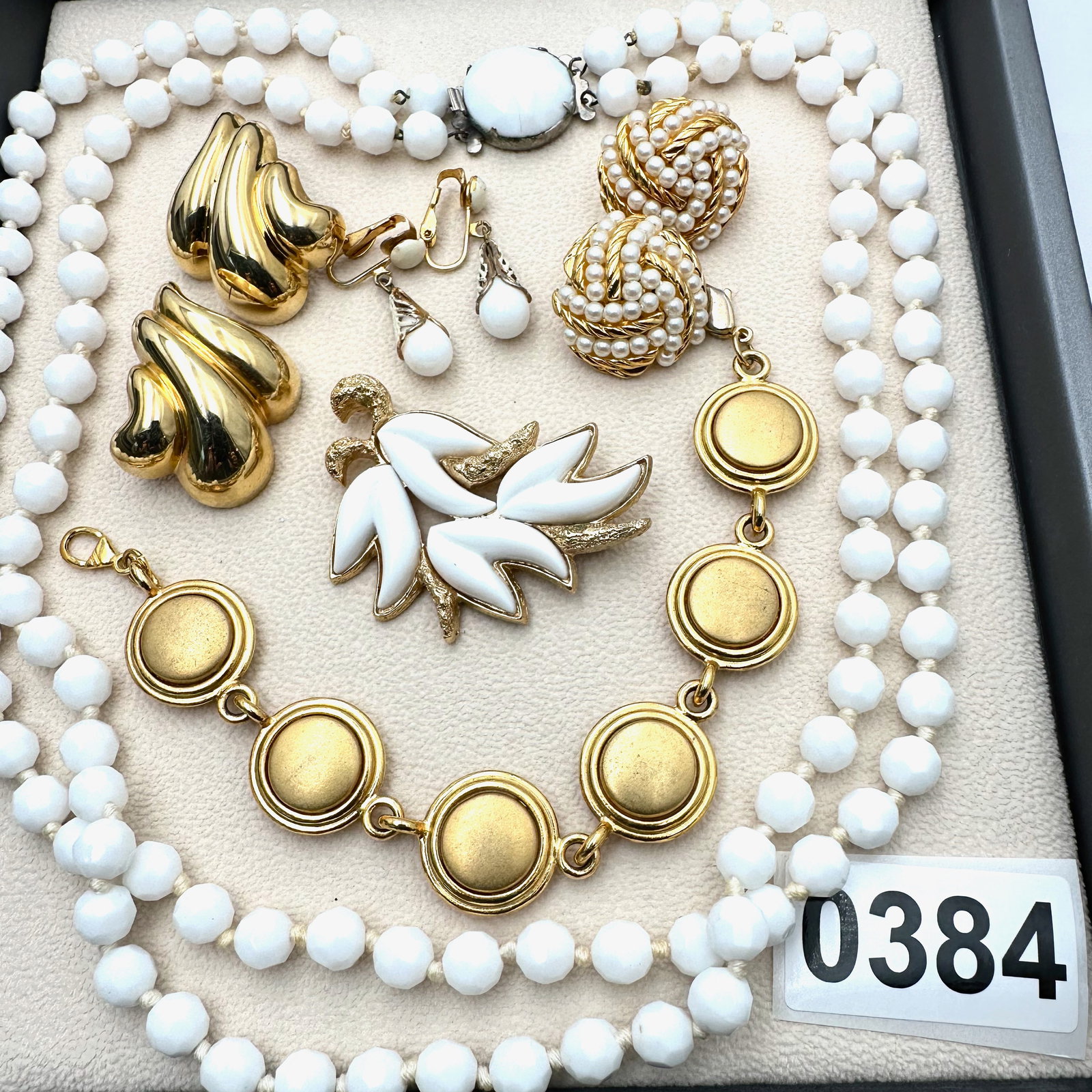 Vintage and Modern Jewelry Collection Group Monet Brooch Clip and Pierced Earrings Glass Necklace (1 of 2)