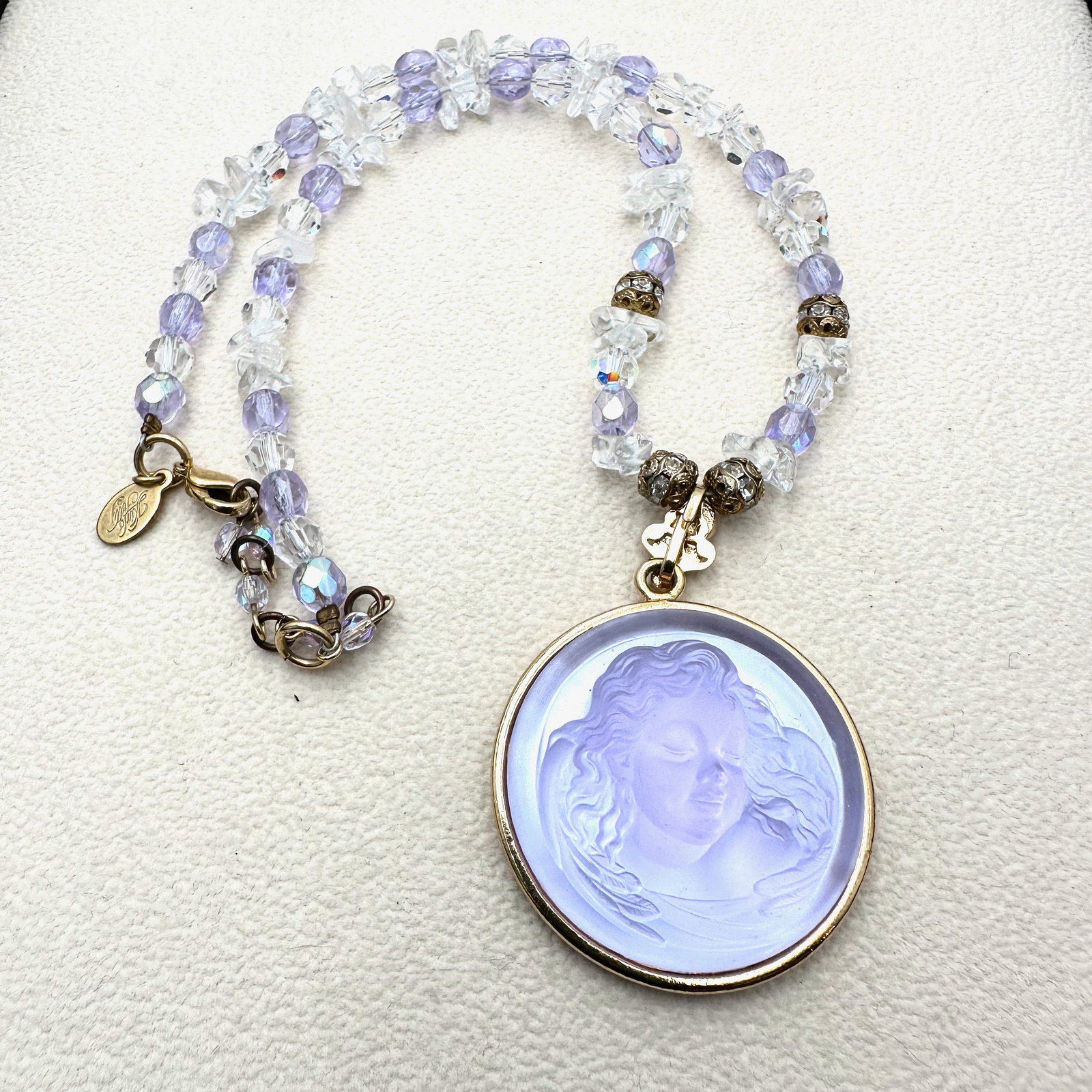Vintage Kirks Folly Purple Angel Pendant Crystal Gold Tone Necklace 16 Inch: Vintage Kirks Folly Purple Angel Pendant Crystal Gold Tone Necklace 16 Inch