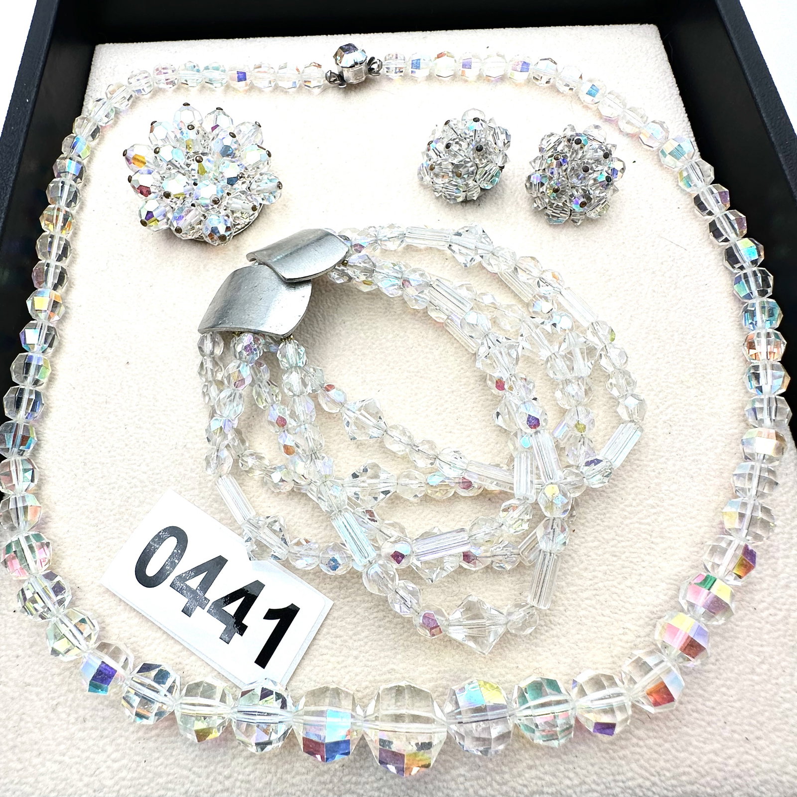 Vintage and Modern Jewelry Collection Aurora Borealis Crystal Silver tone Necklace Bracelet Brooch (1 of 2)