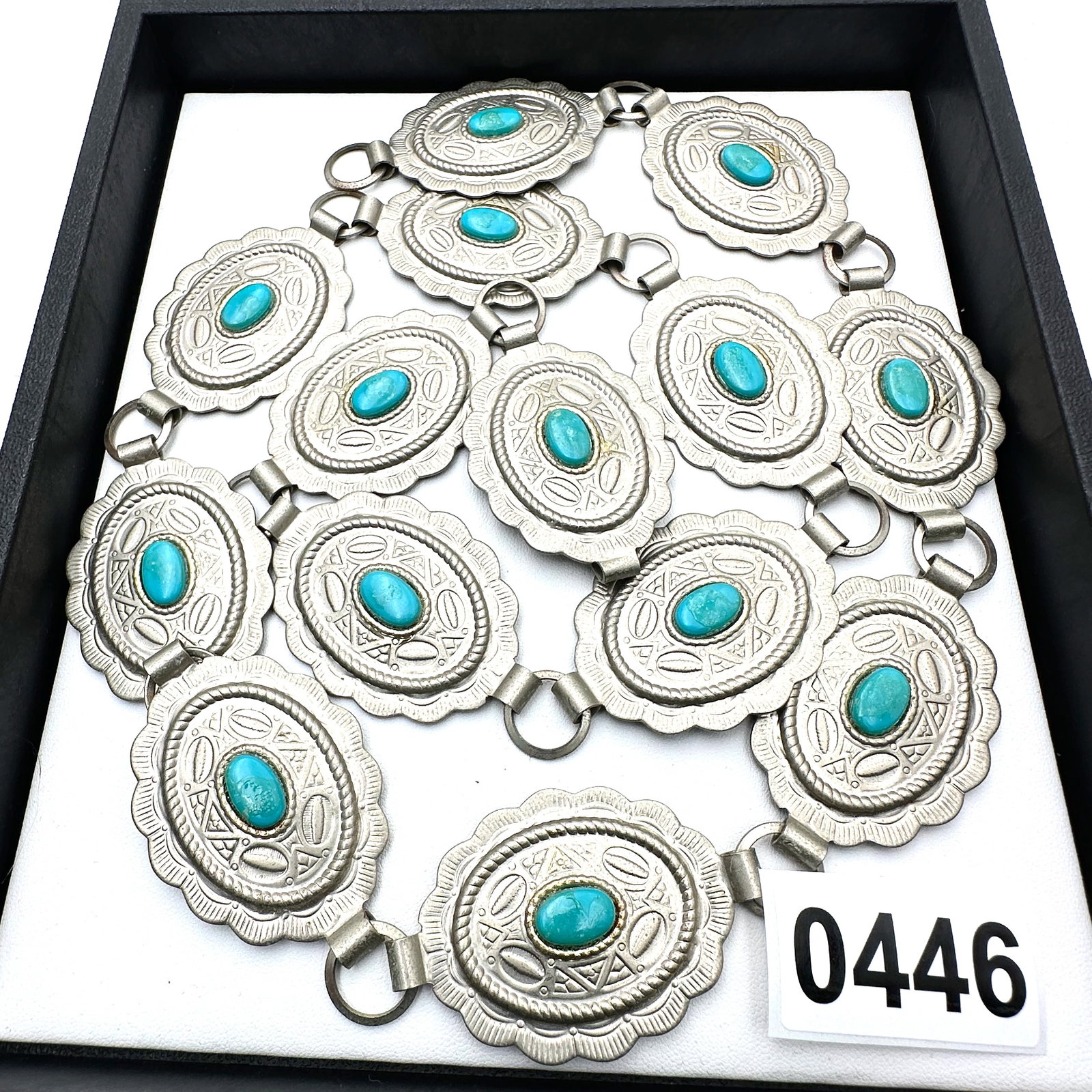 Vintage Costume Silver Tone Concho Style Belt 34 Inch Length (1 of 2)