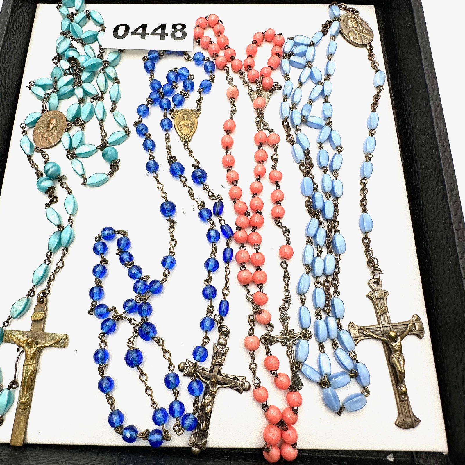 Vintage Antique Czech Glass Religious Rosary Necklaces Antiqued Gold Tone (1 of 2)