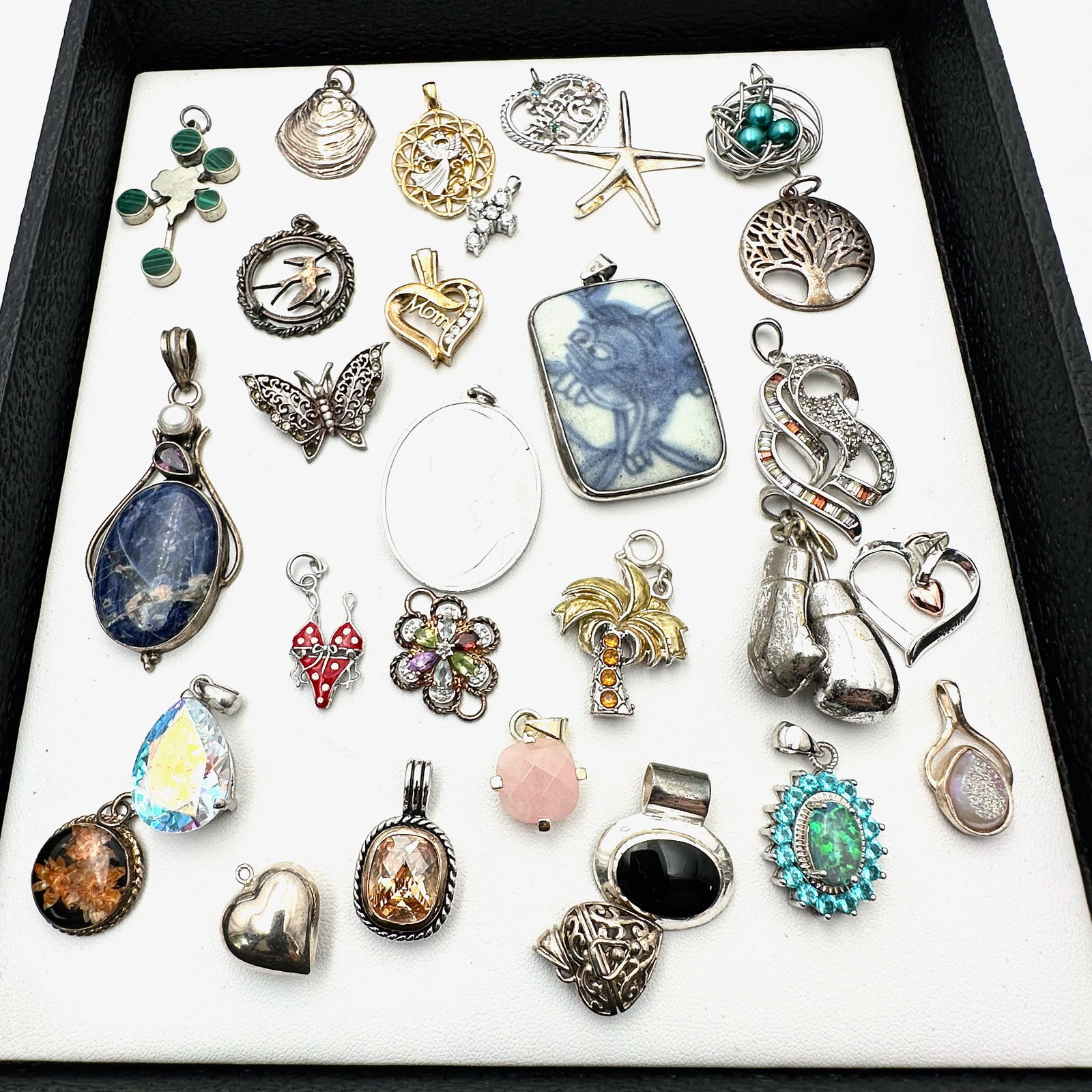 Vintage and Modern Jewelry Collection Group Pendants Silver and Gold Tone Gemstones CZ Charms and (1 of 2)