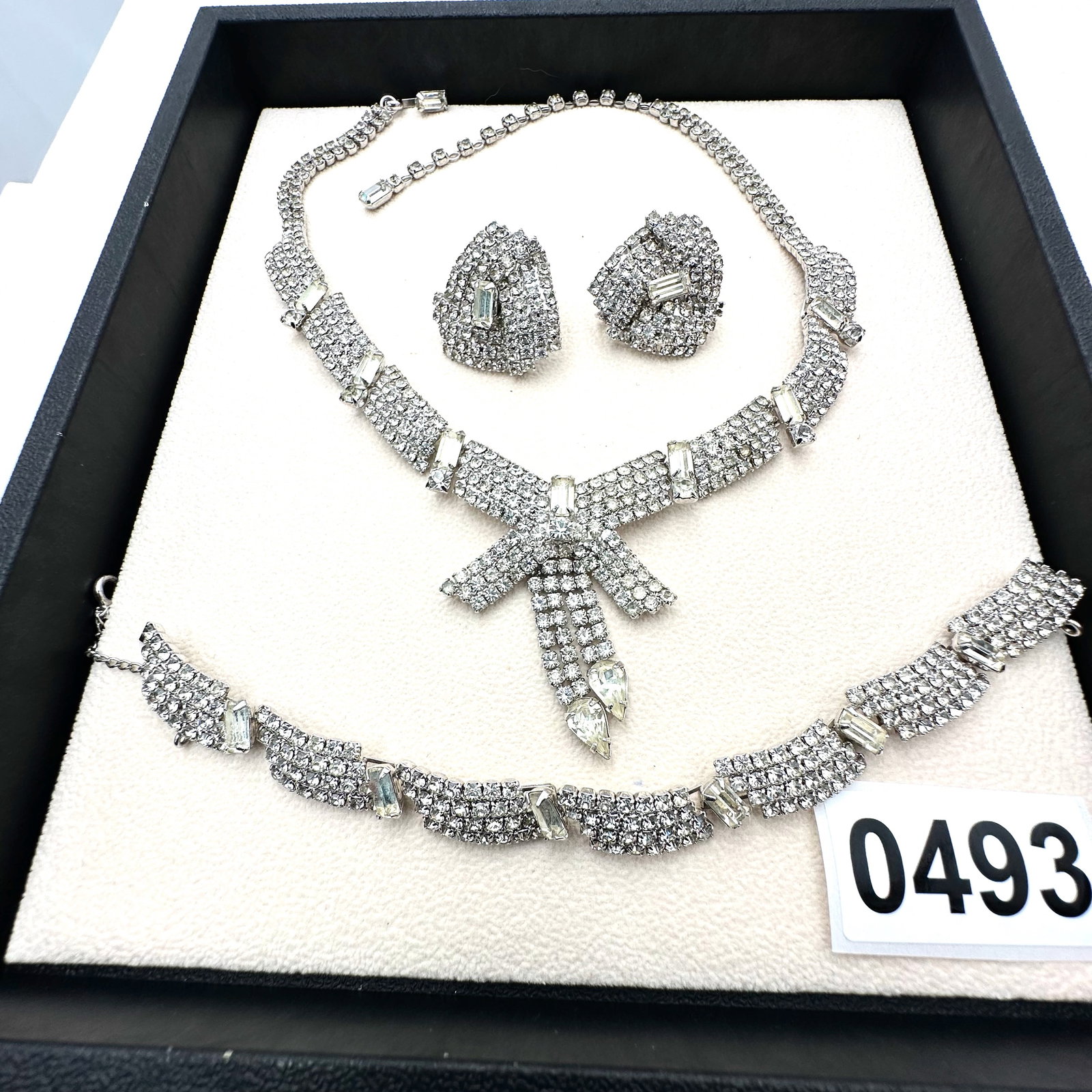 Vintage and Modern Jewelry Collection Group Clear Glass Rhinestone Necklace Clip Earrings and (1 of 2)
